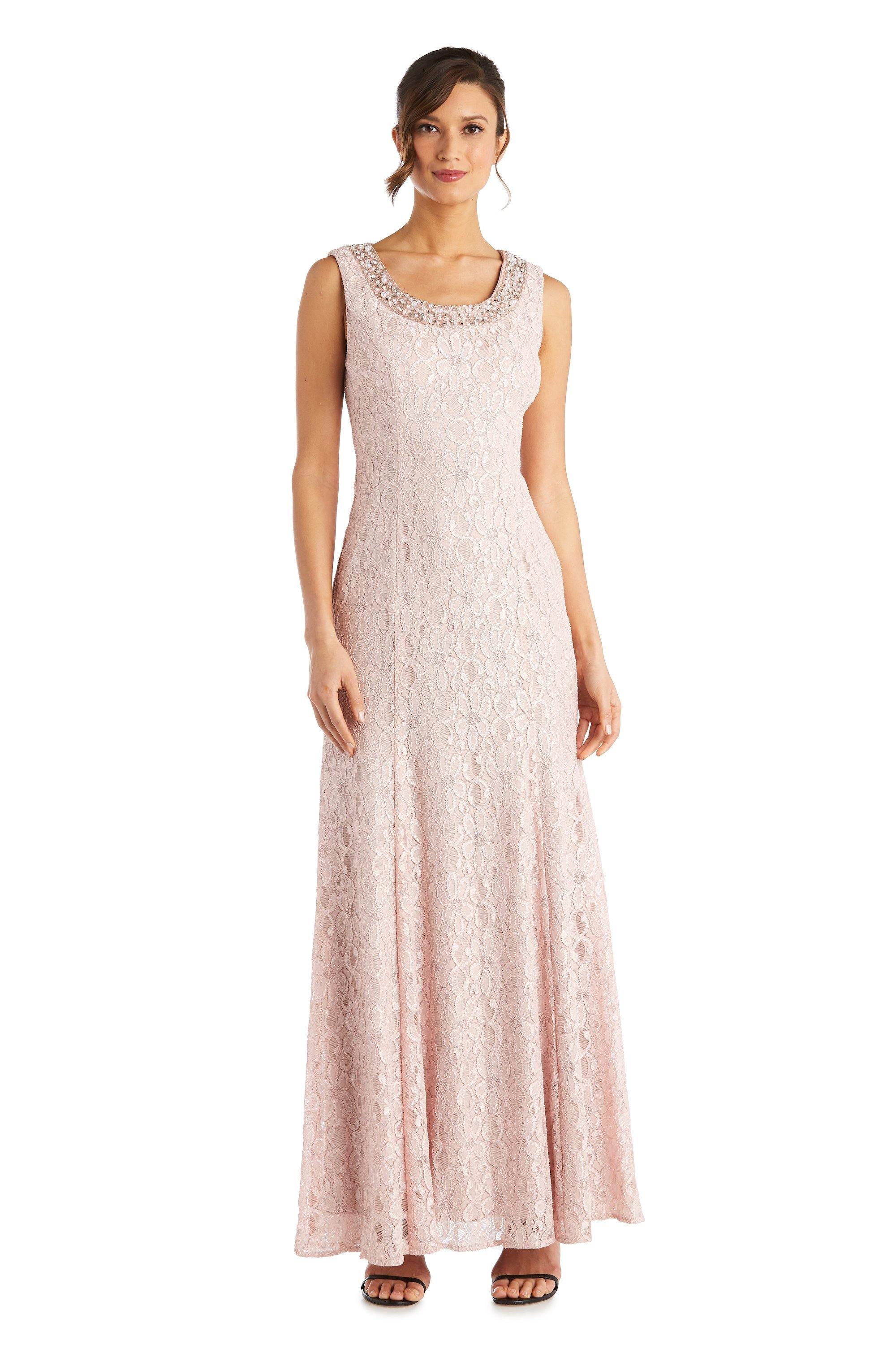 R&M Richards Long Formal Beaded Petite Dress 2382P - The Dress Outlet