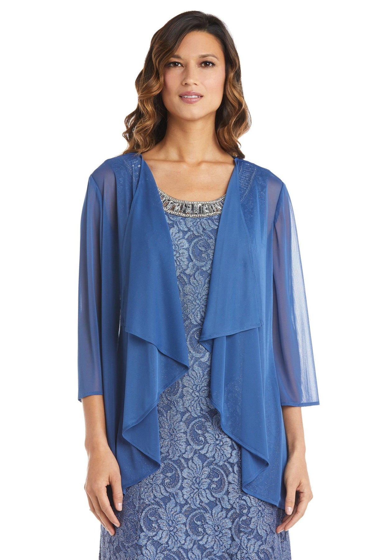 R&M Richards Long Formal Beaded Petite Dress 2552P - The Dress Outlet