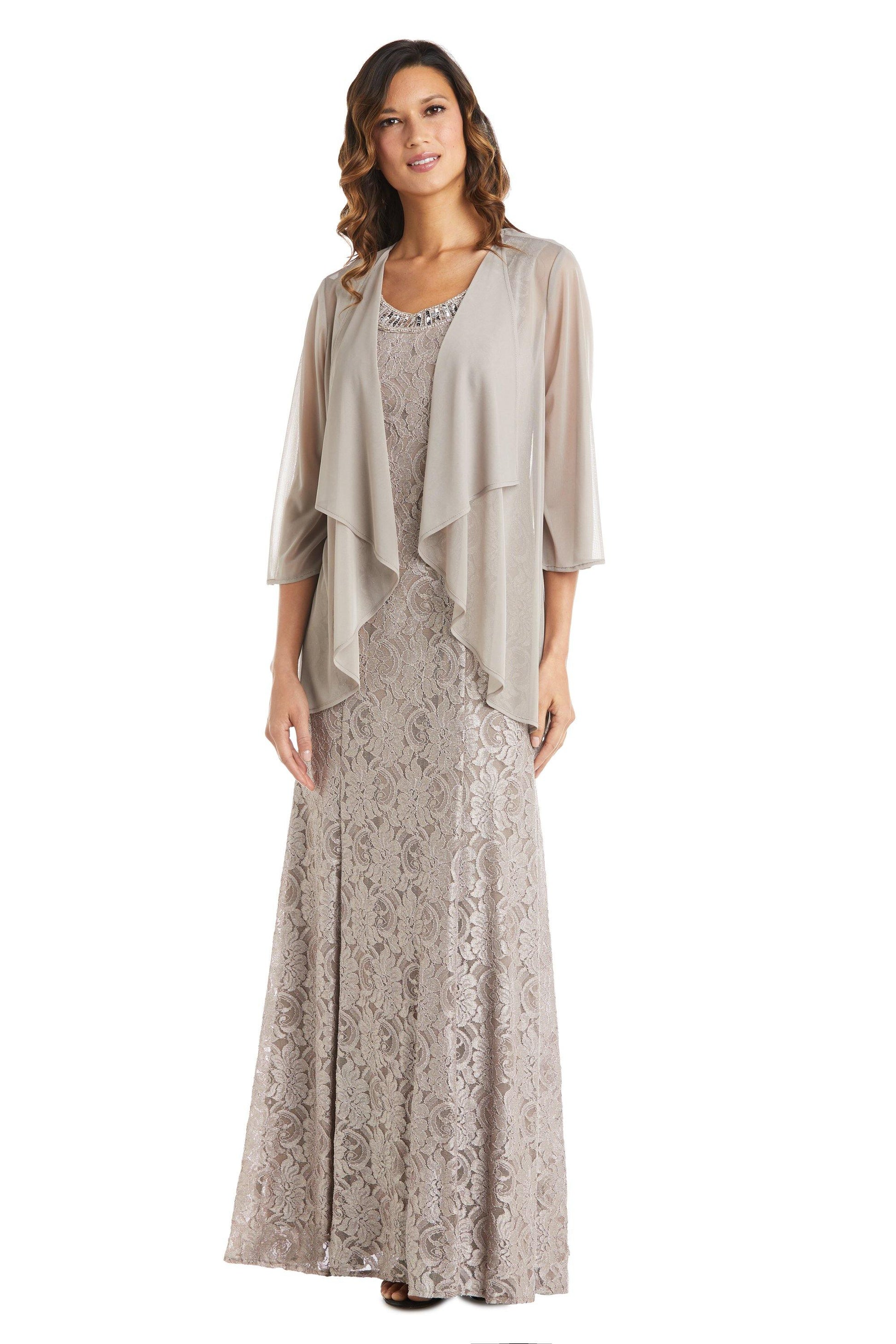 R&M Richards 2552P Long Formal Beaded Petite Dress