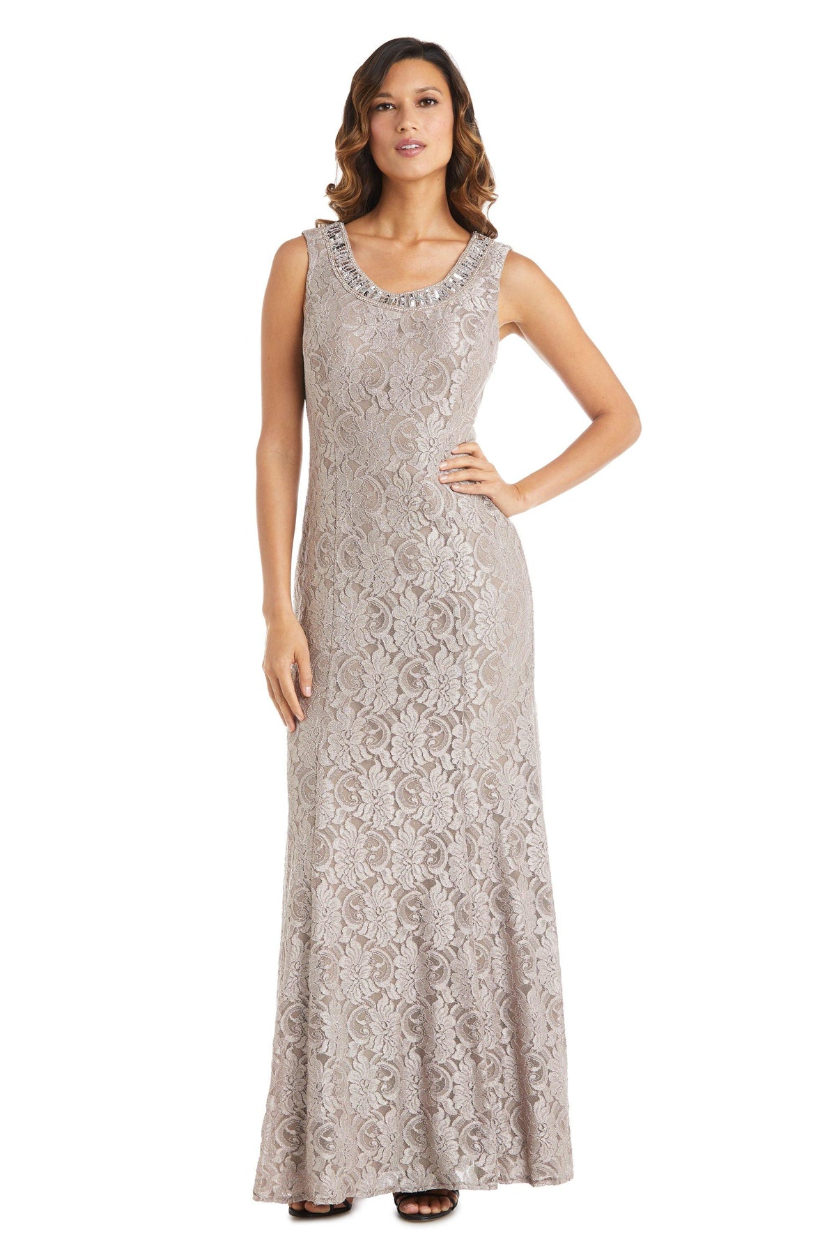 R&M Richards Long Formal Beaded Petite Dress 2552P - The Dress Outlet