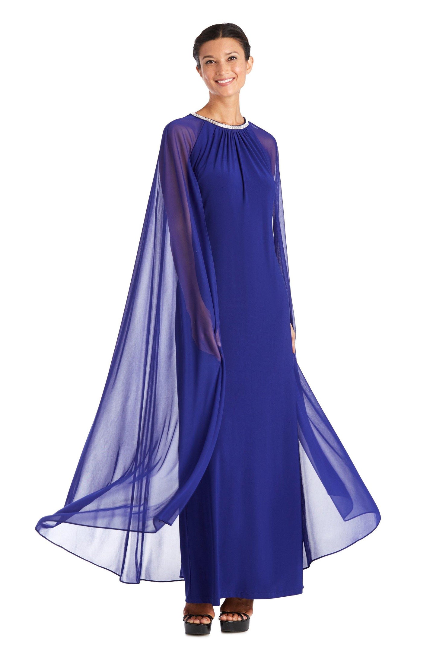 R&M Richards Long Formal Petite Beaded Dress 2487P - The Dress Outlet