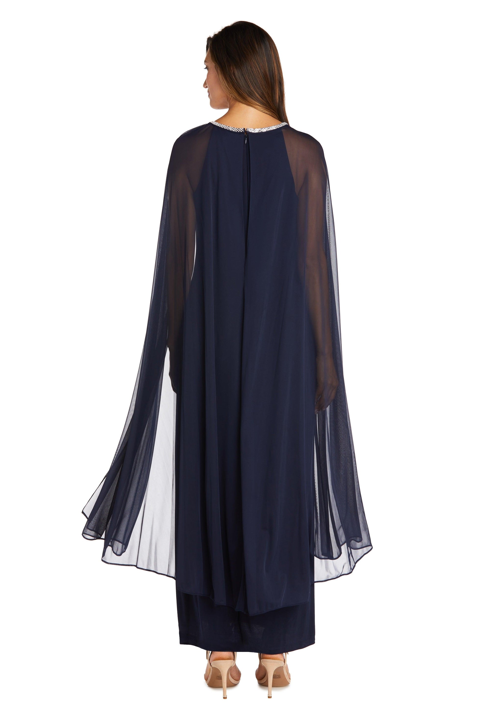 R&M Richards 2487P Long Formal Petite Beaded Dress