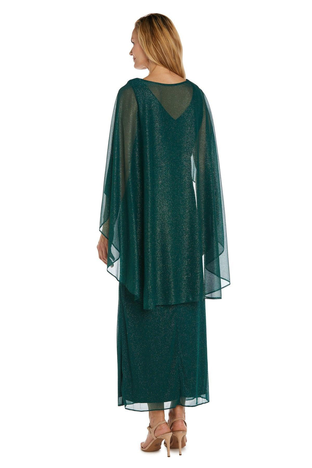 R&M Richards Long Formal Petite Cape Dress 2384P - The Dress Outlet