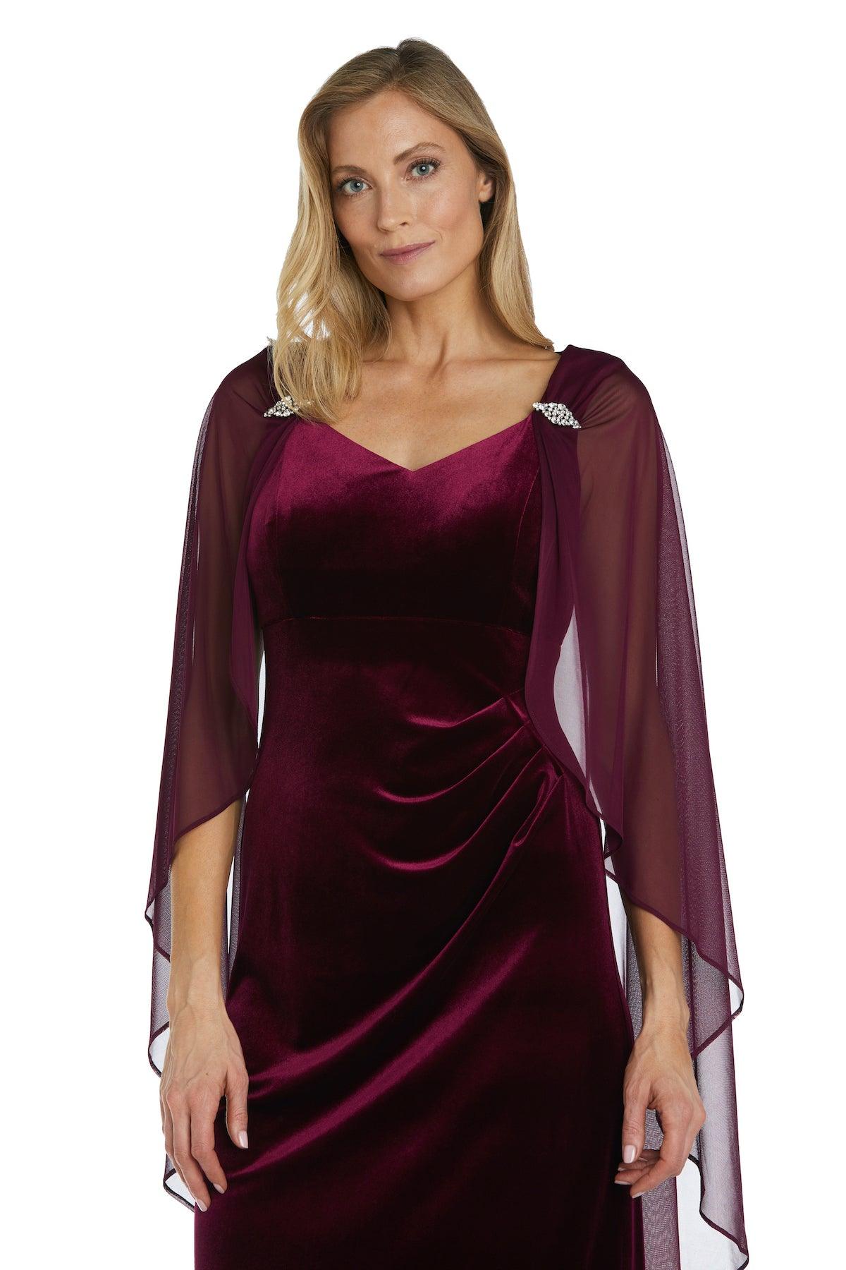 R&M Richards Long Formal Petite Cape Dress 2668P - The Dress Outlet
