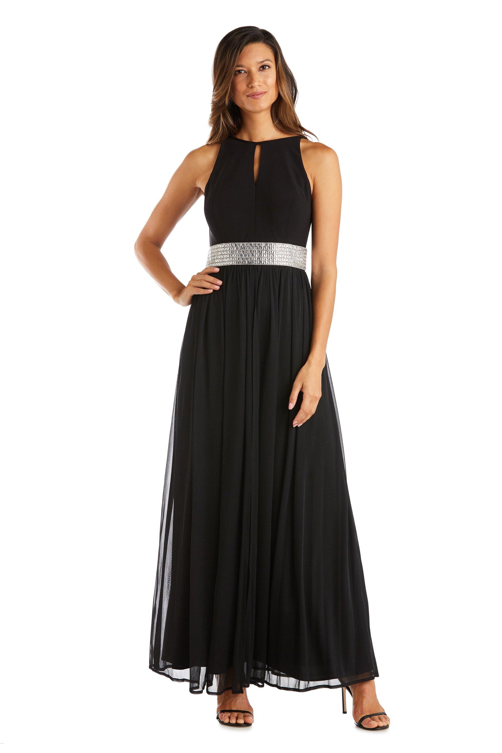 Black R&M Richards 5405P Long Formal Petite Halter Dress Formal