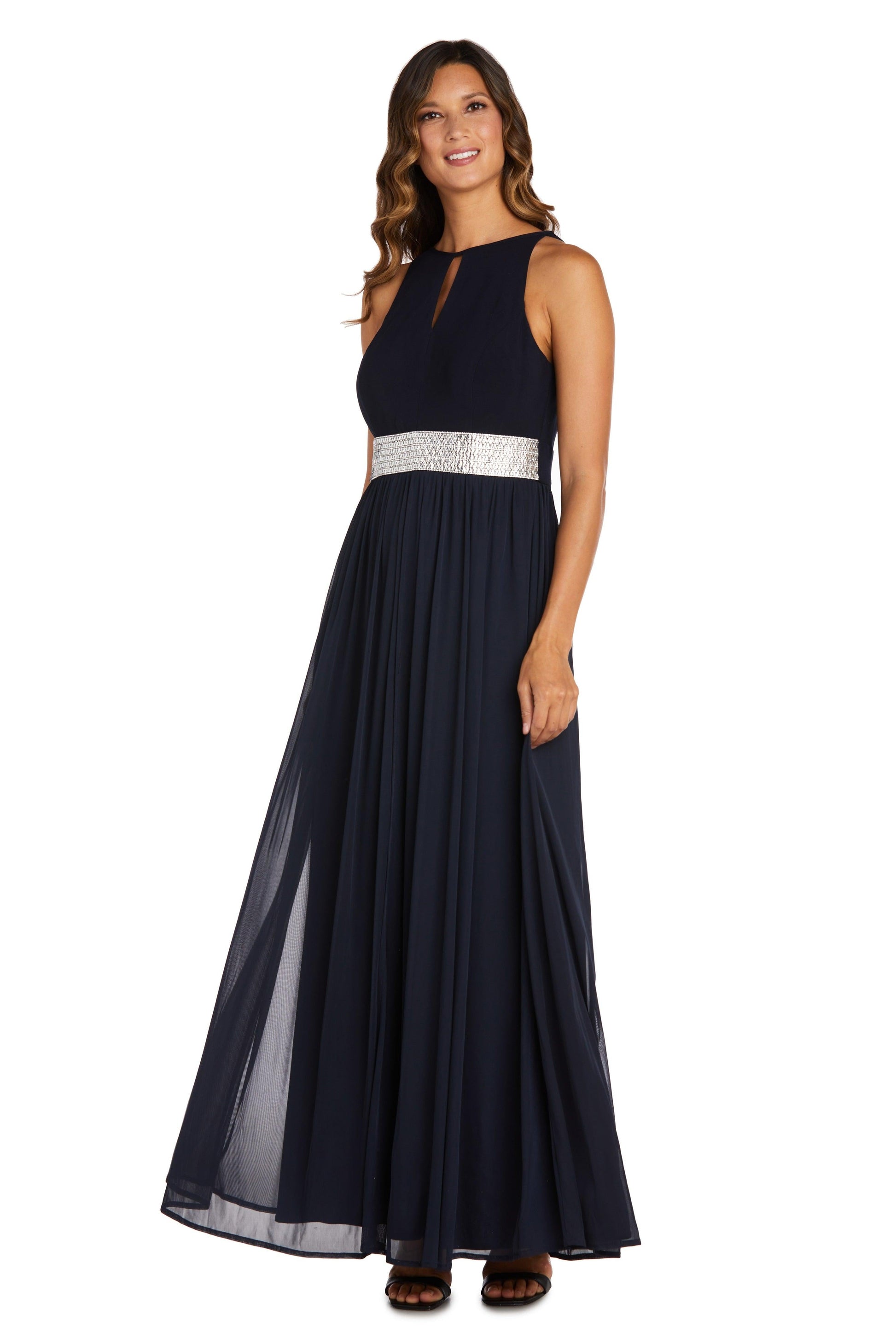 R&M Richards 5405P Long Formal Petite Halter Dress
