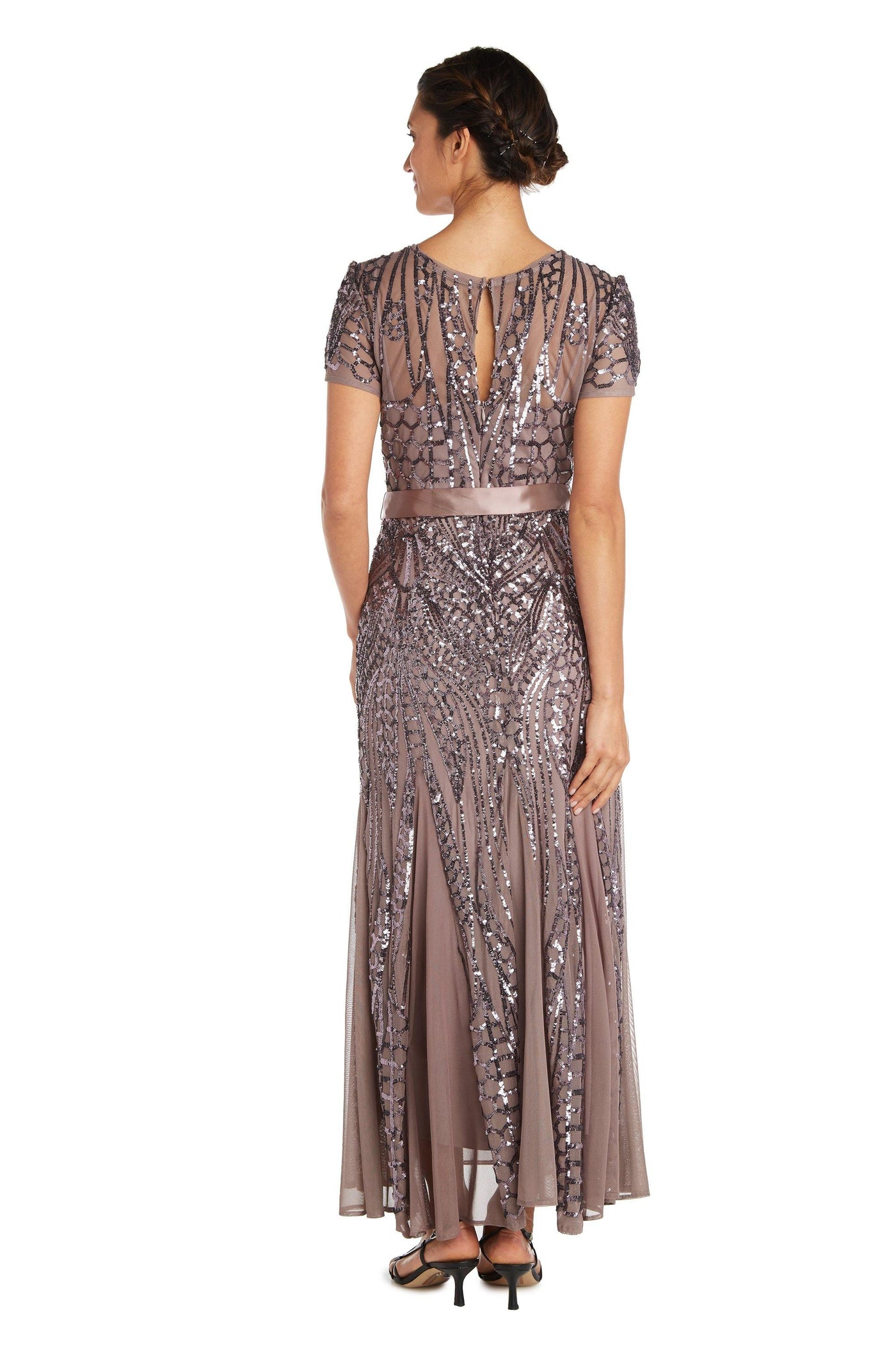 Mother of the Bride Dresses Long Formal Petite Sequins Dress Mocha