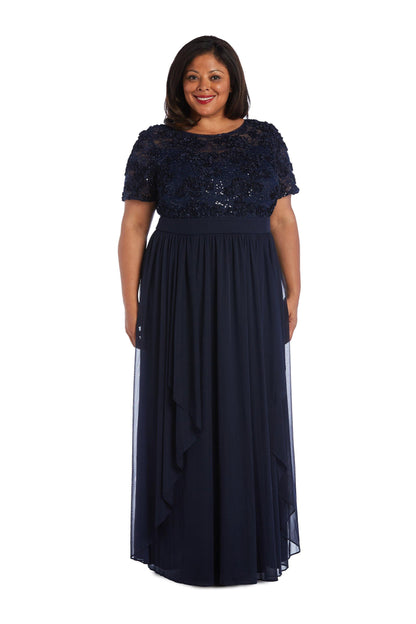 R&M Richards Long Formal Plus Size Navy Dress Sale - The Dress Outlet