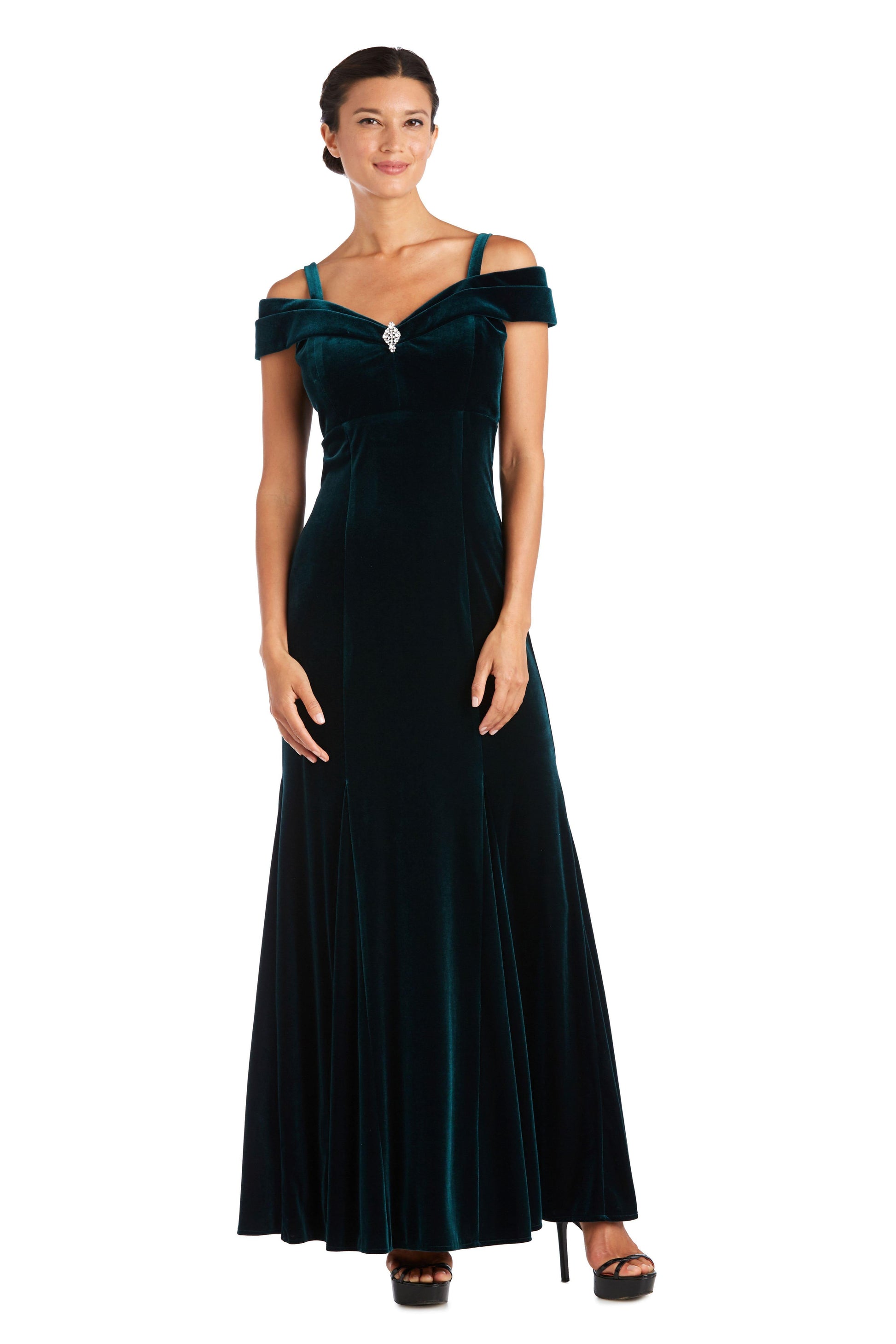 R&M Richards 2509P Long Formal Velvet Petite Dress