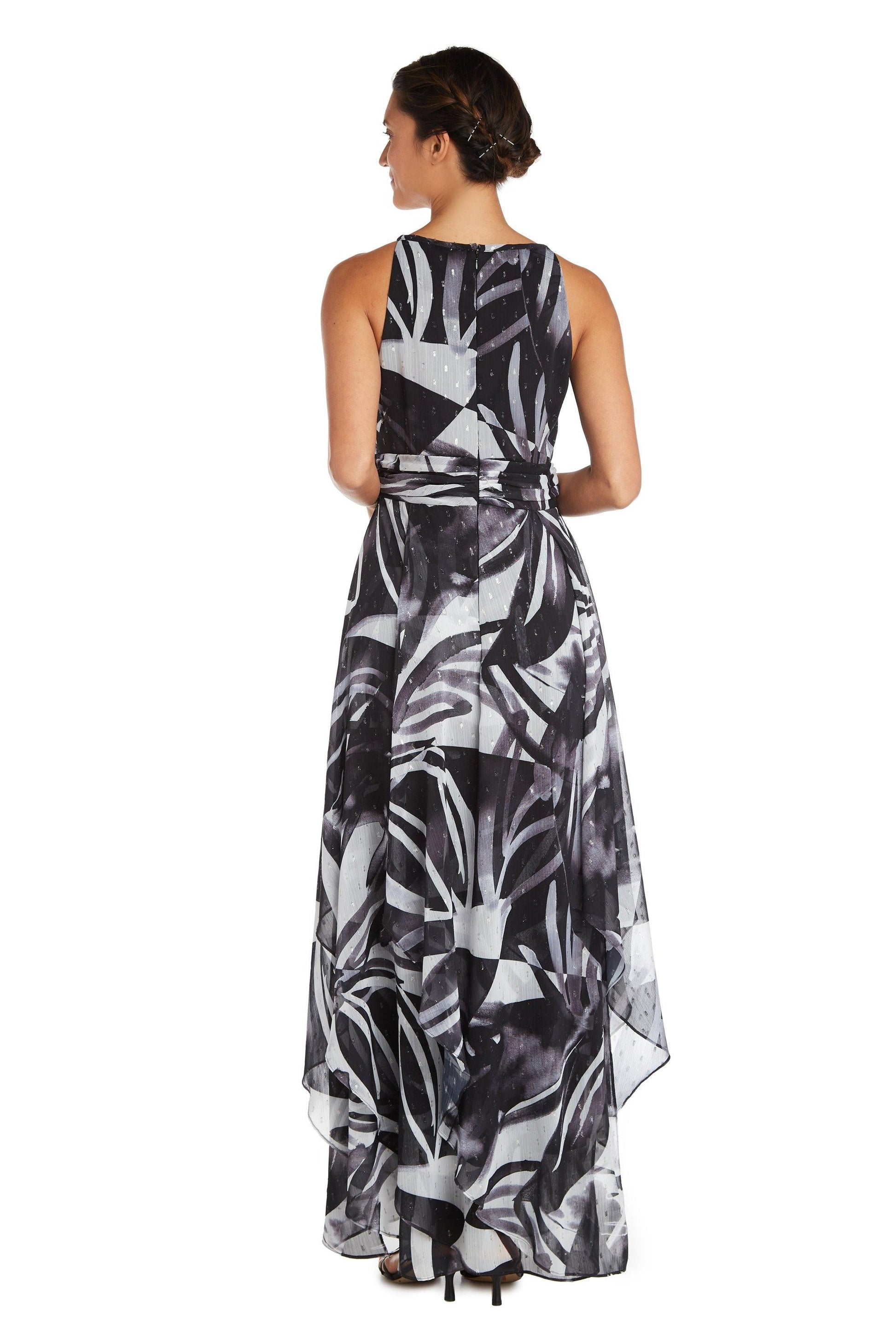 R&M Richards 7888P Long Halter Print Petite Dress