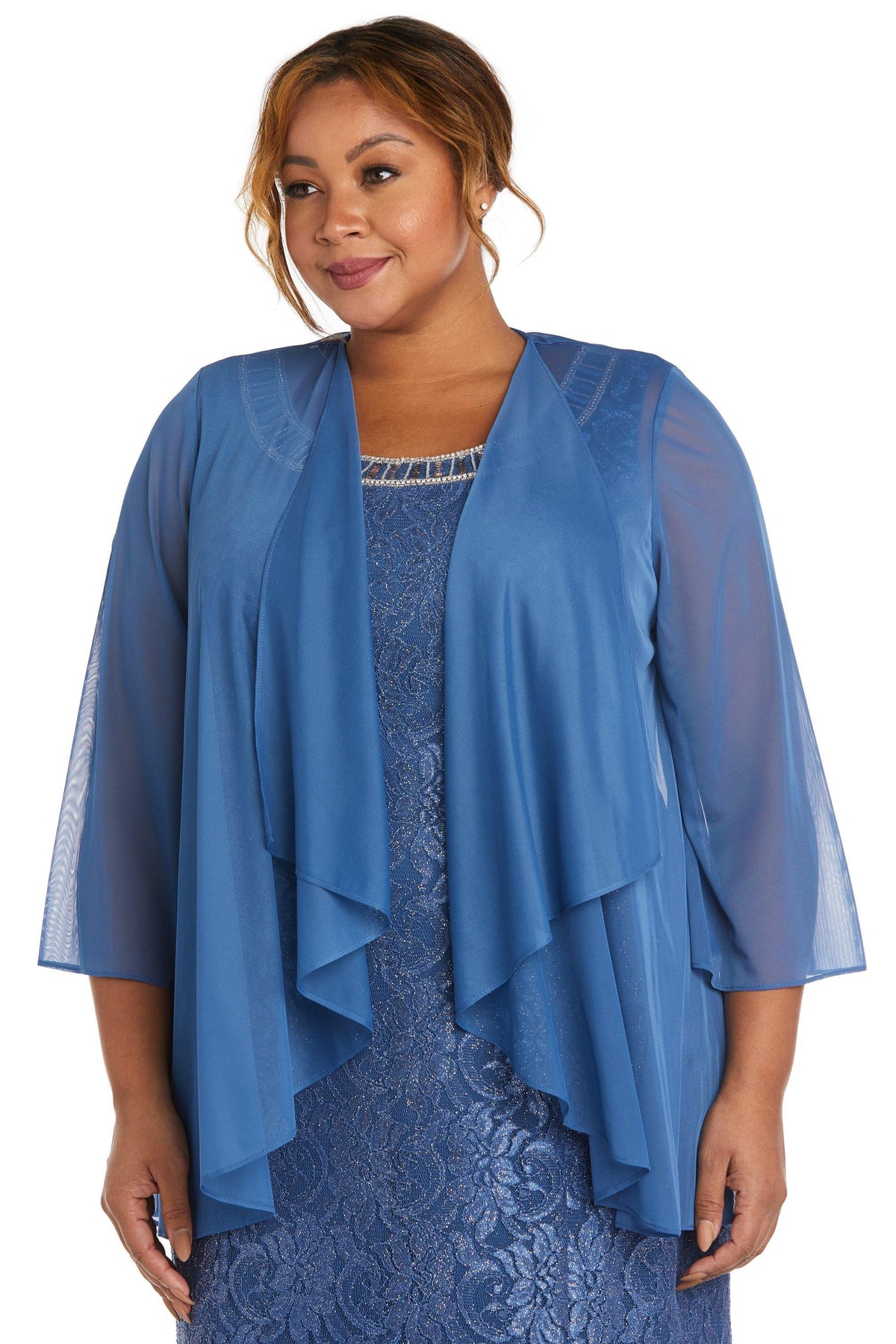 R&M Richards Long Plus Size Beaded Jacket Dress 2552W - The Dress Outlet