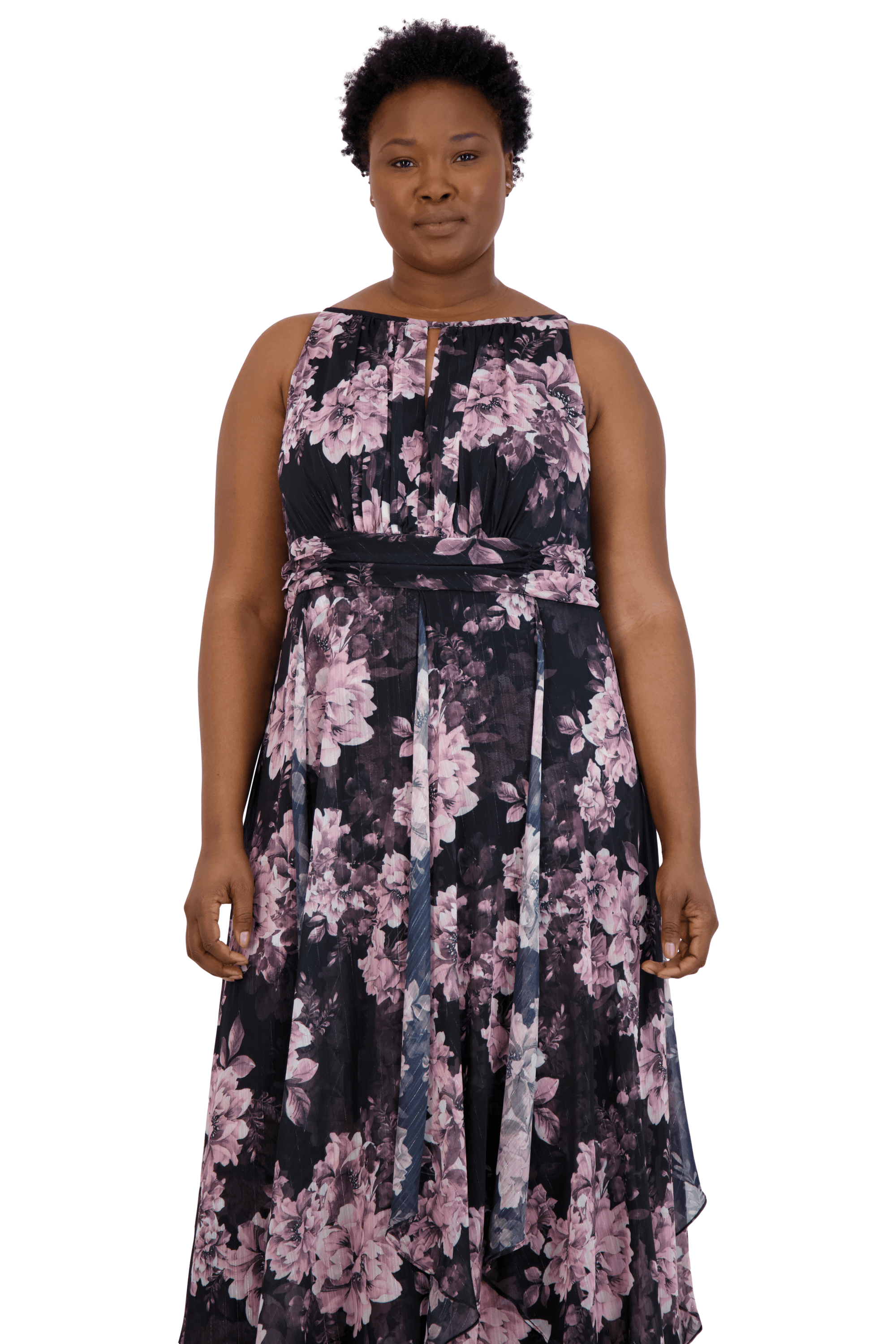 R&M Richards Long Plus Size Floral Dress 7928W - The Dress Outlet
