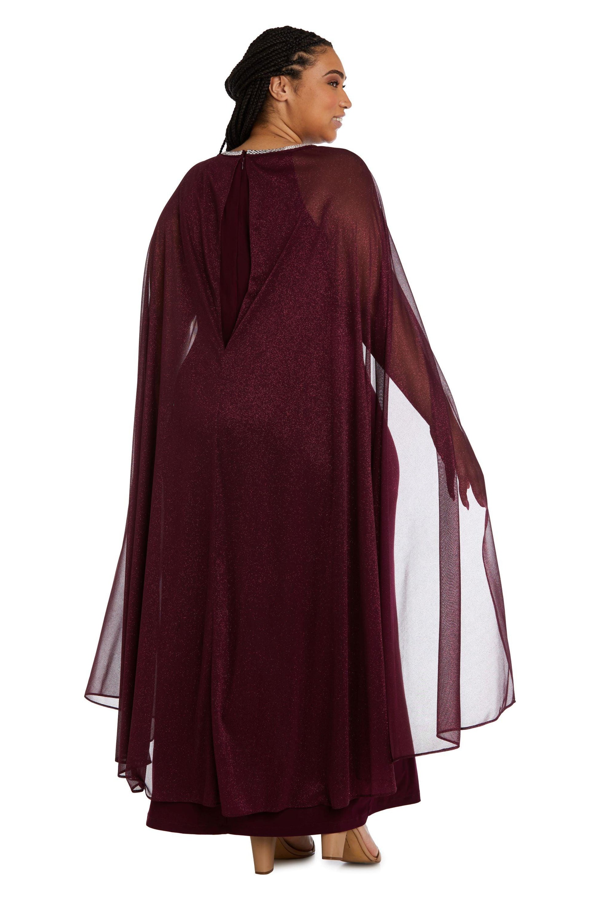 R&M Richards 2662W Long Plus Size Formal Cape Dress