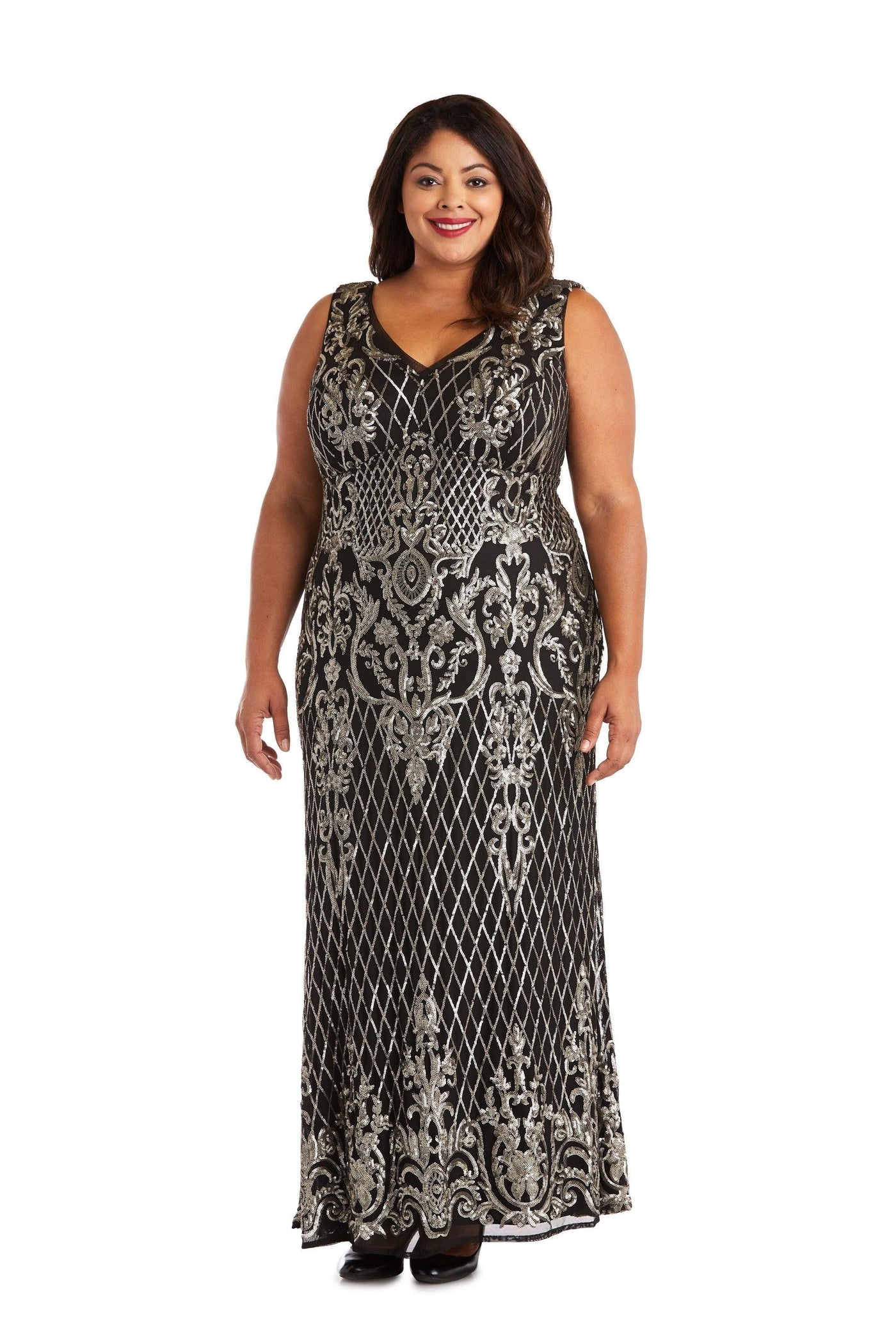 R&M Richards Long Plus Size Formal Dress 3895W - The Dress Outlet