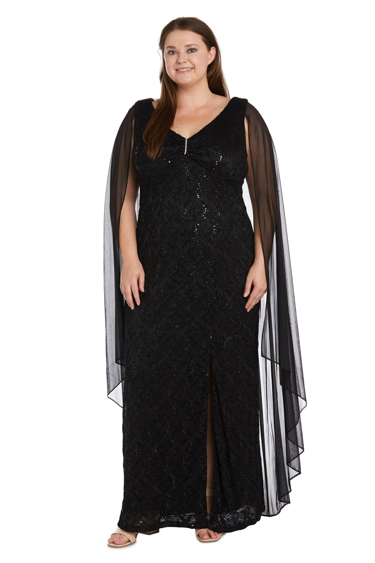 R&M Richards Long Plus Size Formal Dress 9663W - The Dress Outlet