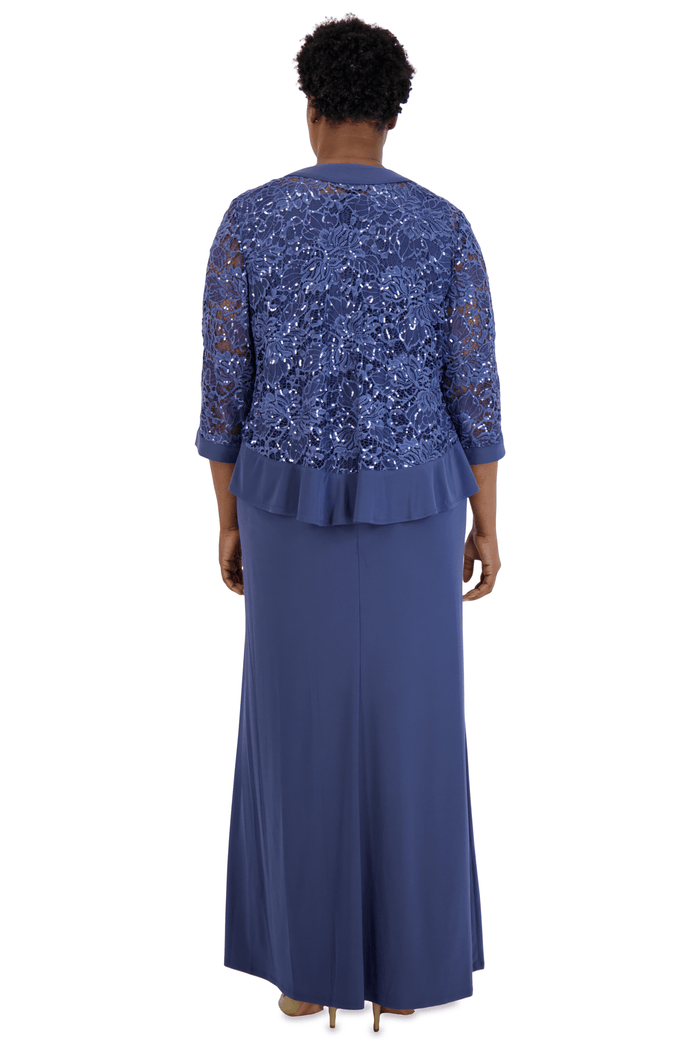 R&M Richards Long Plus Size Formal Jacket Gown 3785W - The Dress Outlet
