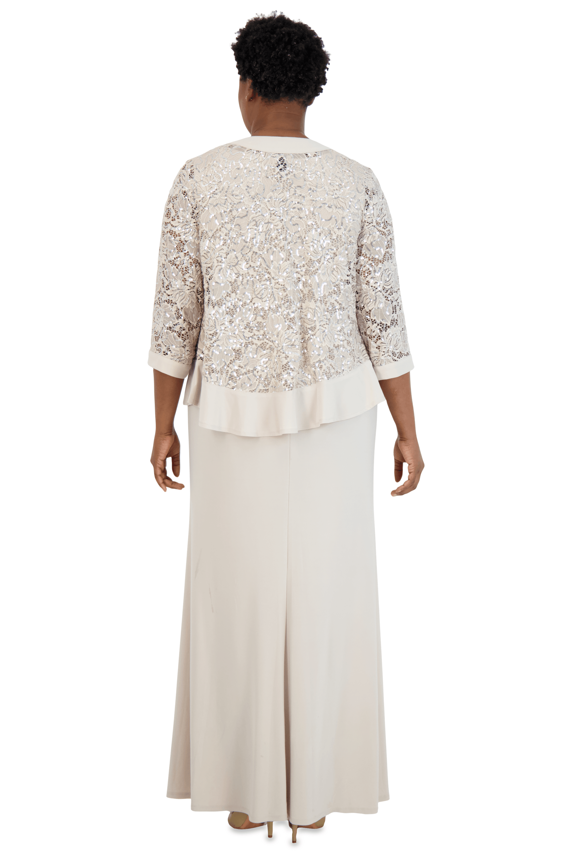 R&M Richards Long Plus Size Formal Jacket Gown 3785W - The Dress Outlet