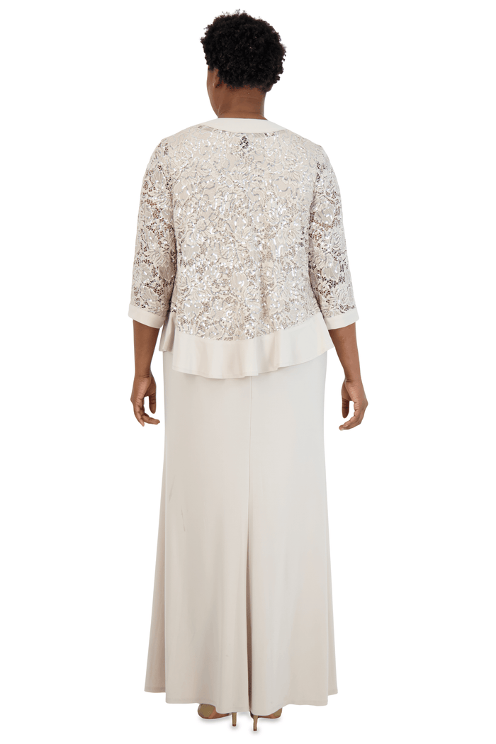 R&M Richards Long Plus Size Formal Jacket Gown 3785W - The Dress Outlet