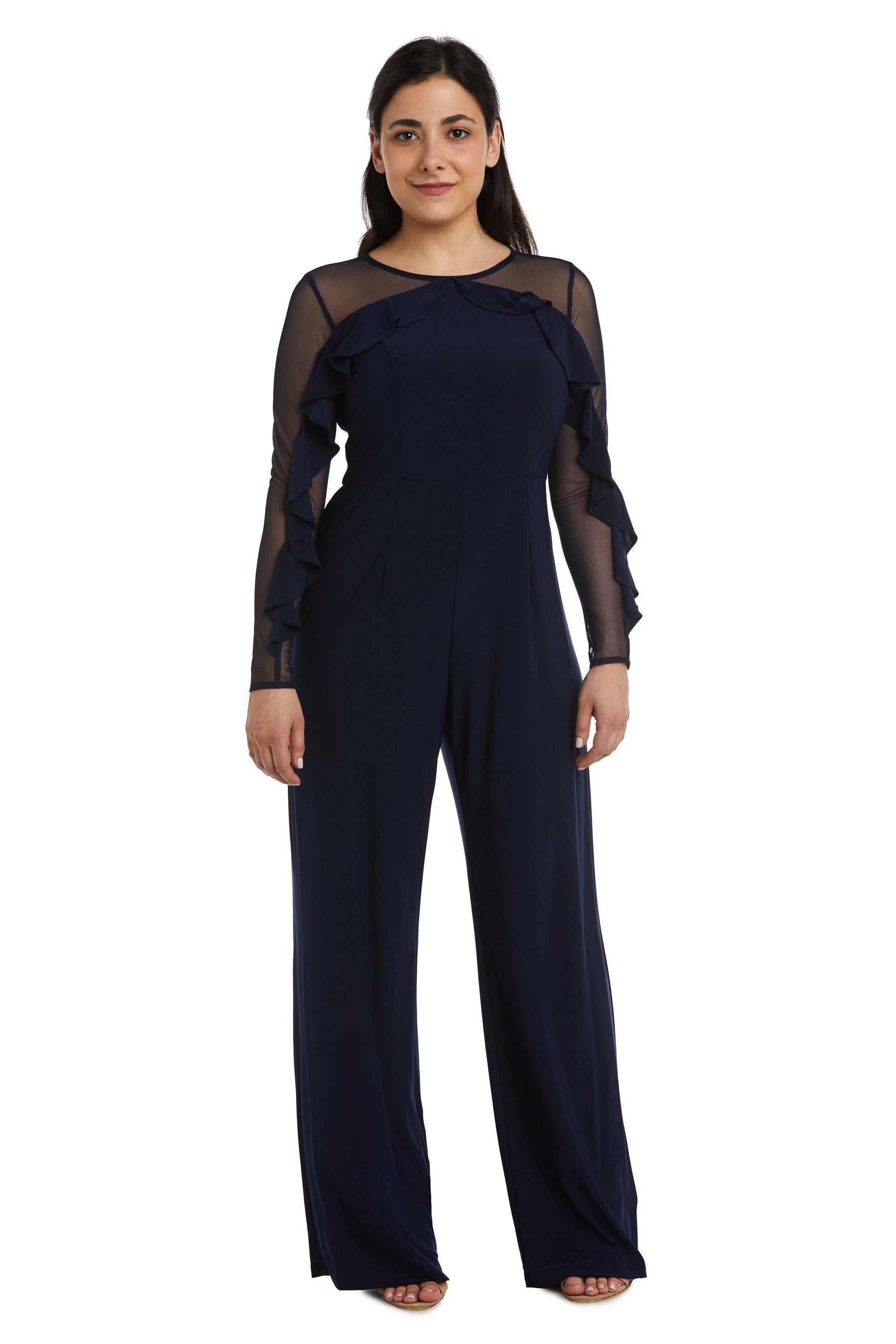 R&M Richards 2308P Long Sleeve Petite Jumpsuit