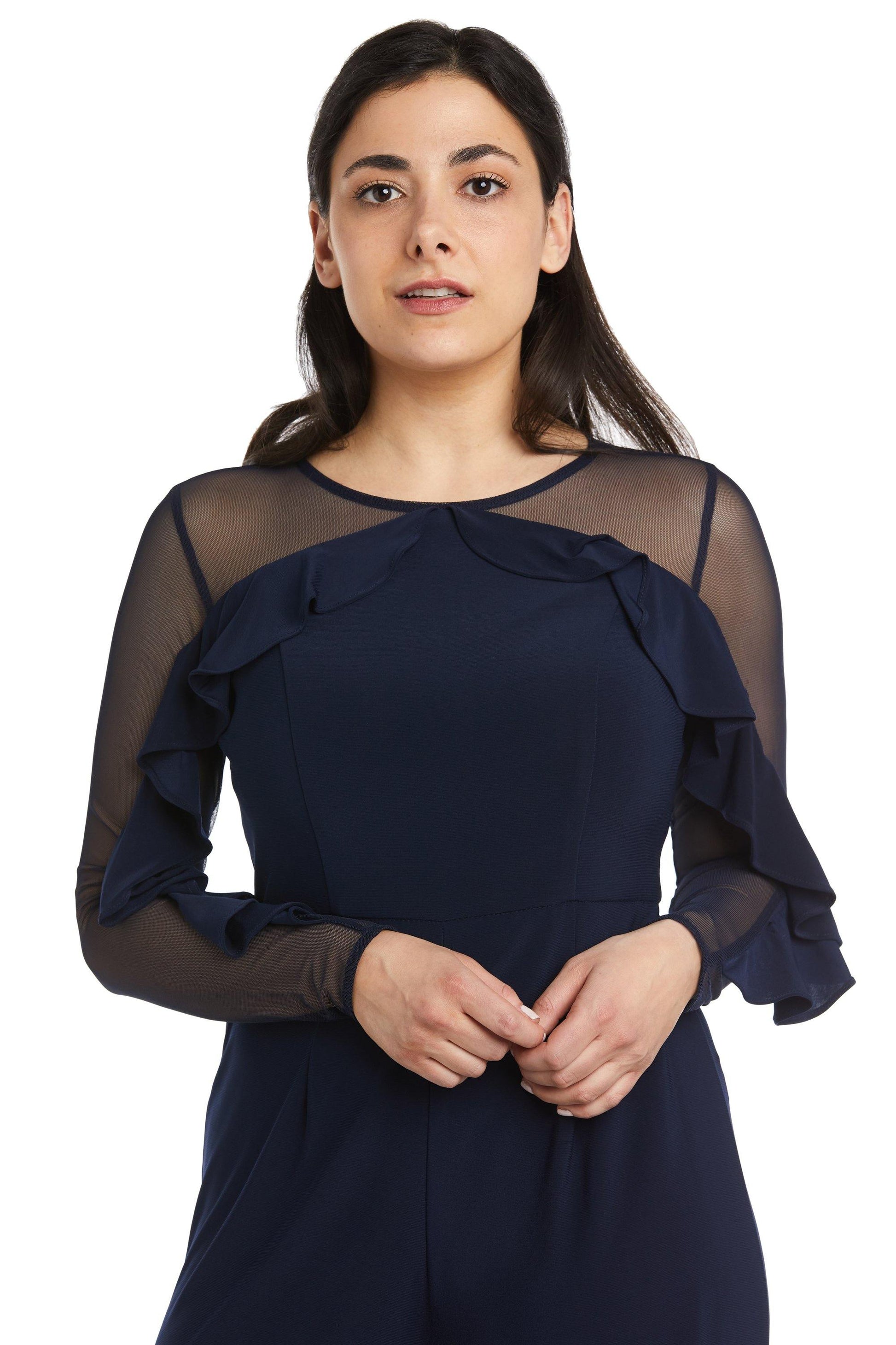 R&M Richards 2308P Long Sleeve Petite Jumpsuit