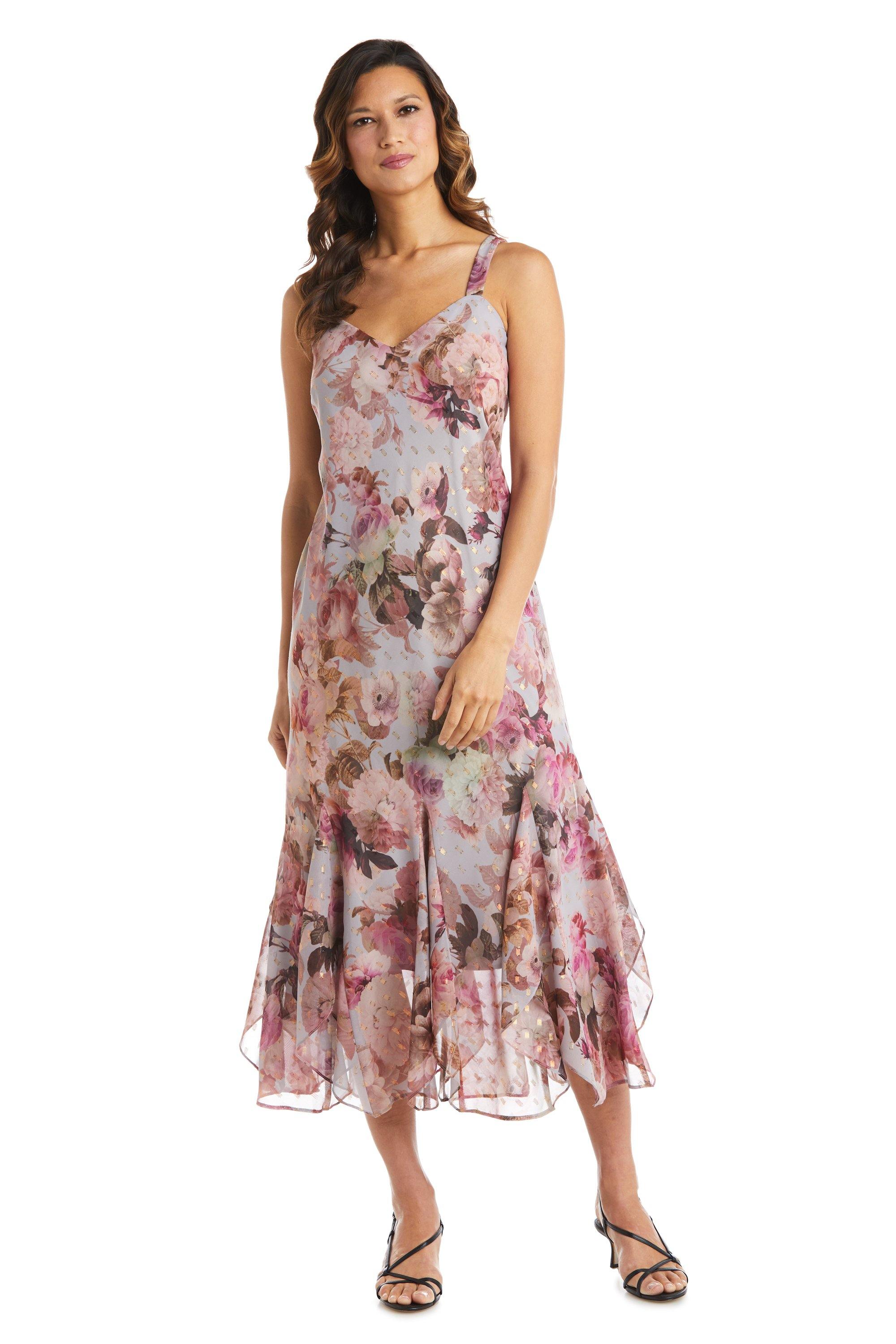 R&M Richards Long Two Piece Floral Jacket Dress 7925 - The Dress Outlet