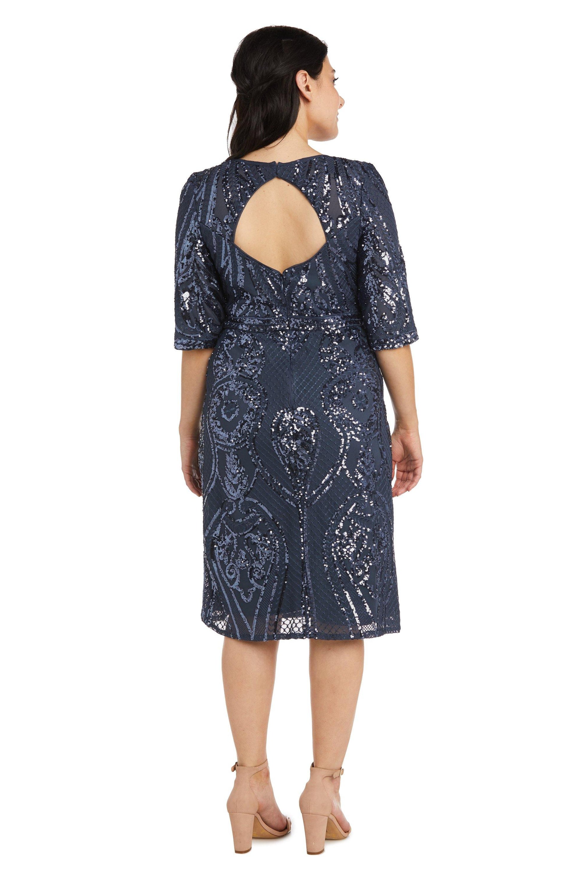 R&M Richards 7434P Petite Long Sleeve Short Dress