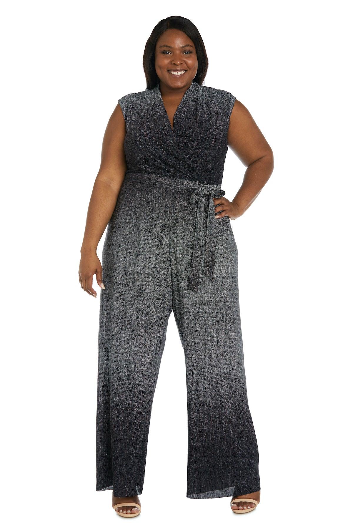 Bronze R&M Richards 9110W Plus Size Formal Ombre Jumpsuit Formal
