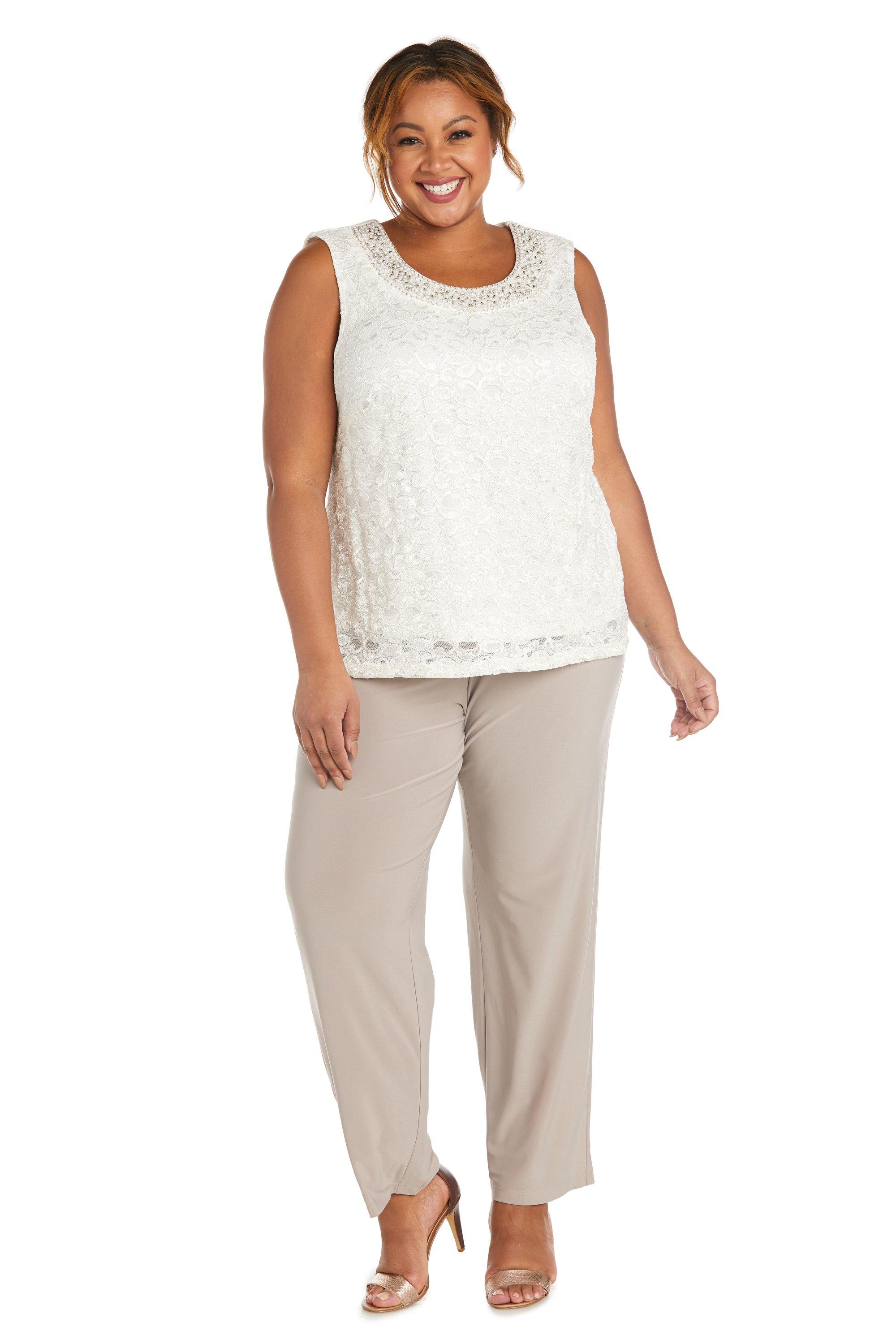 R&M Richards Plus Size Two Piece Beaded Top 5988W - The Dress Outlet