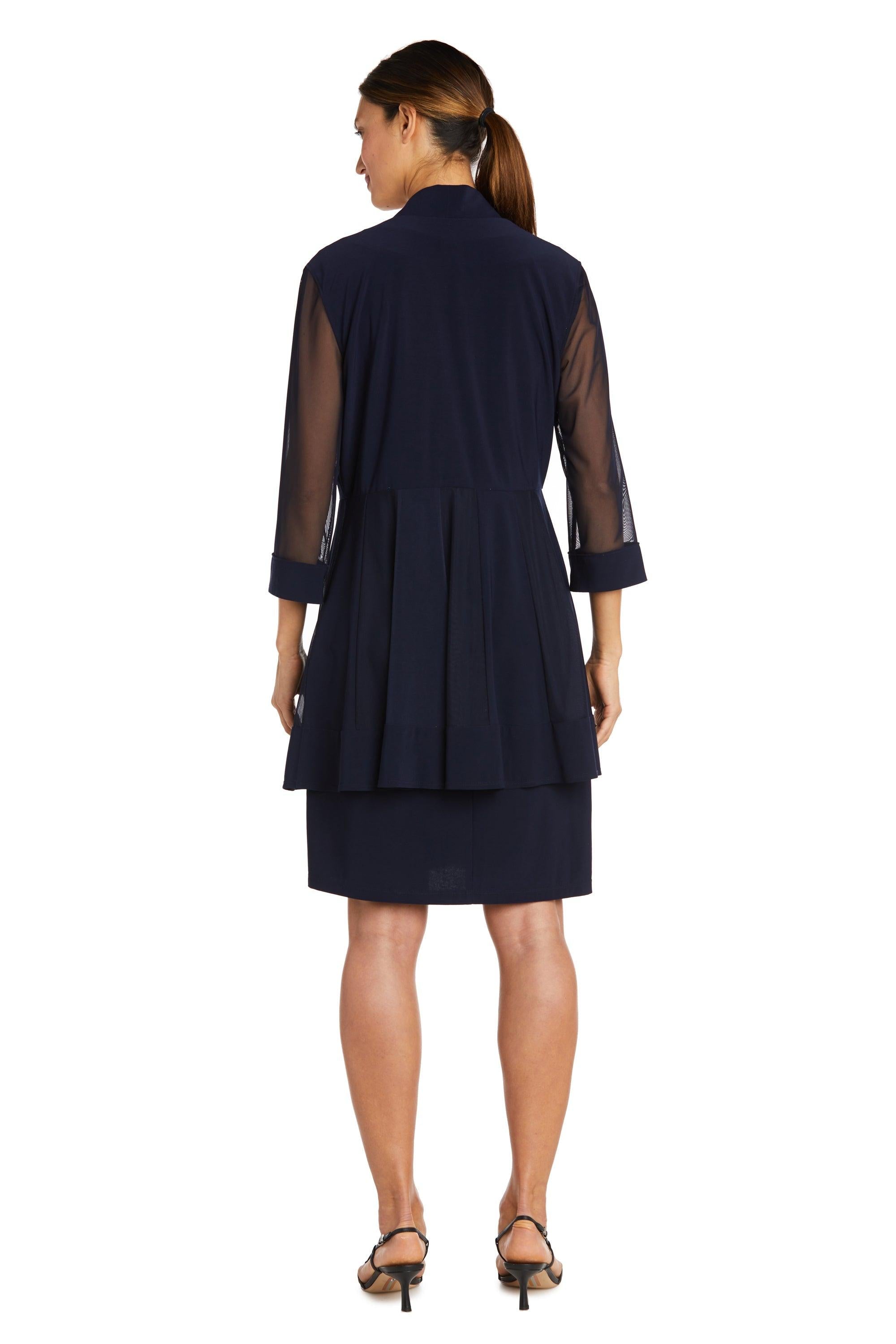 Mother of the Bride Dresses Short Beaded Petite Jacket Dress Navy