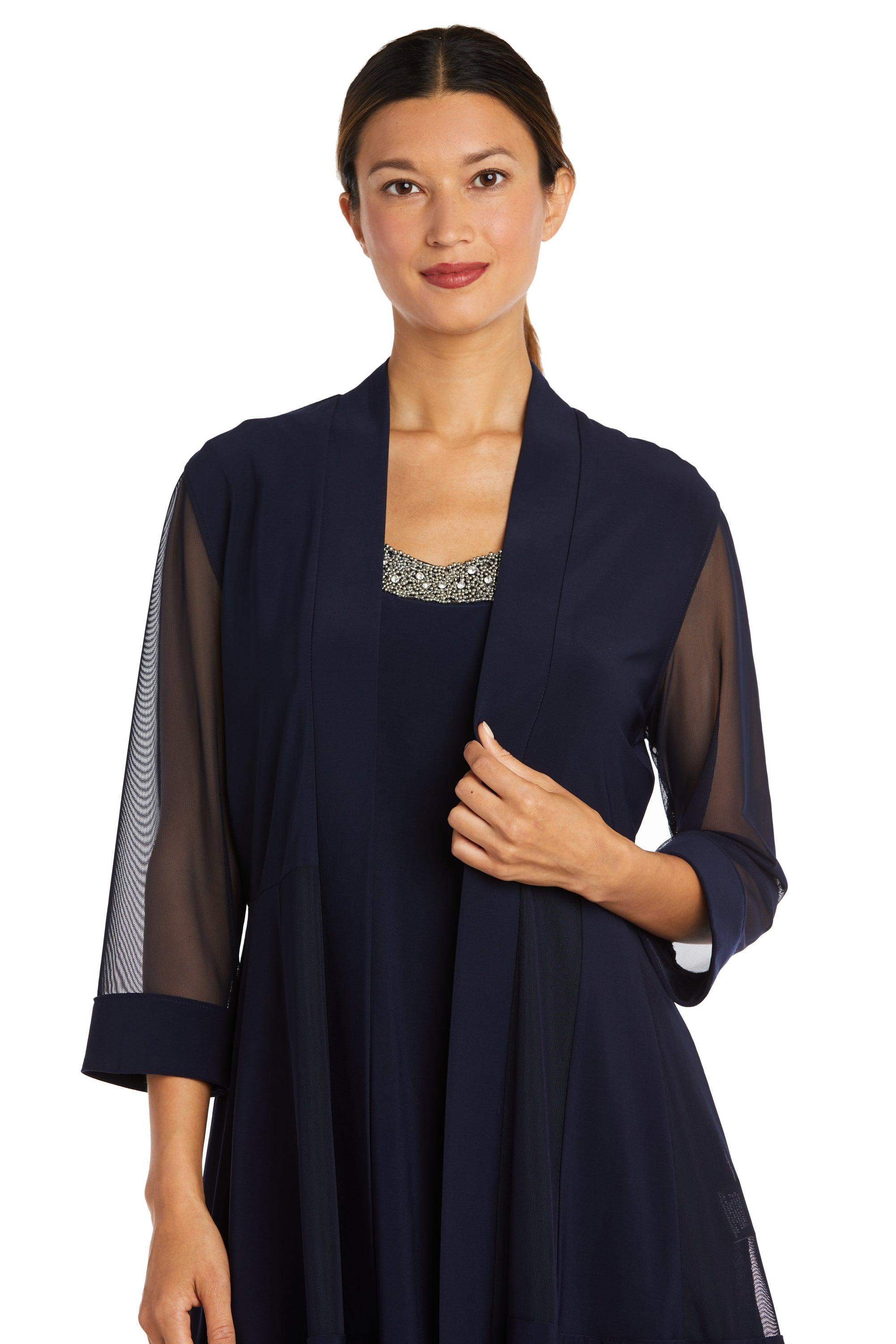 Mother of the Bride Dresses Short Beaded Petite Jacket Dress Navy