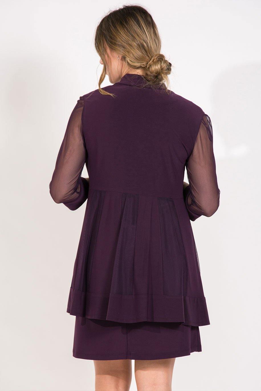 Mother of the Bride Dresses Short Beaded Petite Jacket Dress Plum