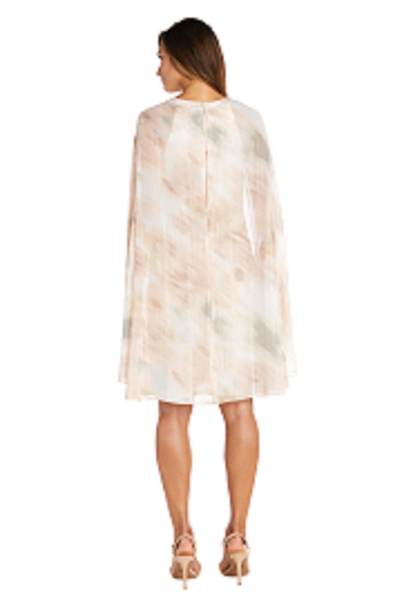 R&M Richards Short Floral Chiffon Cape Dress 9276 - The Dress Outlet