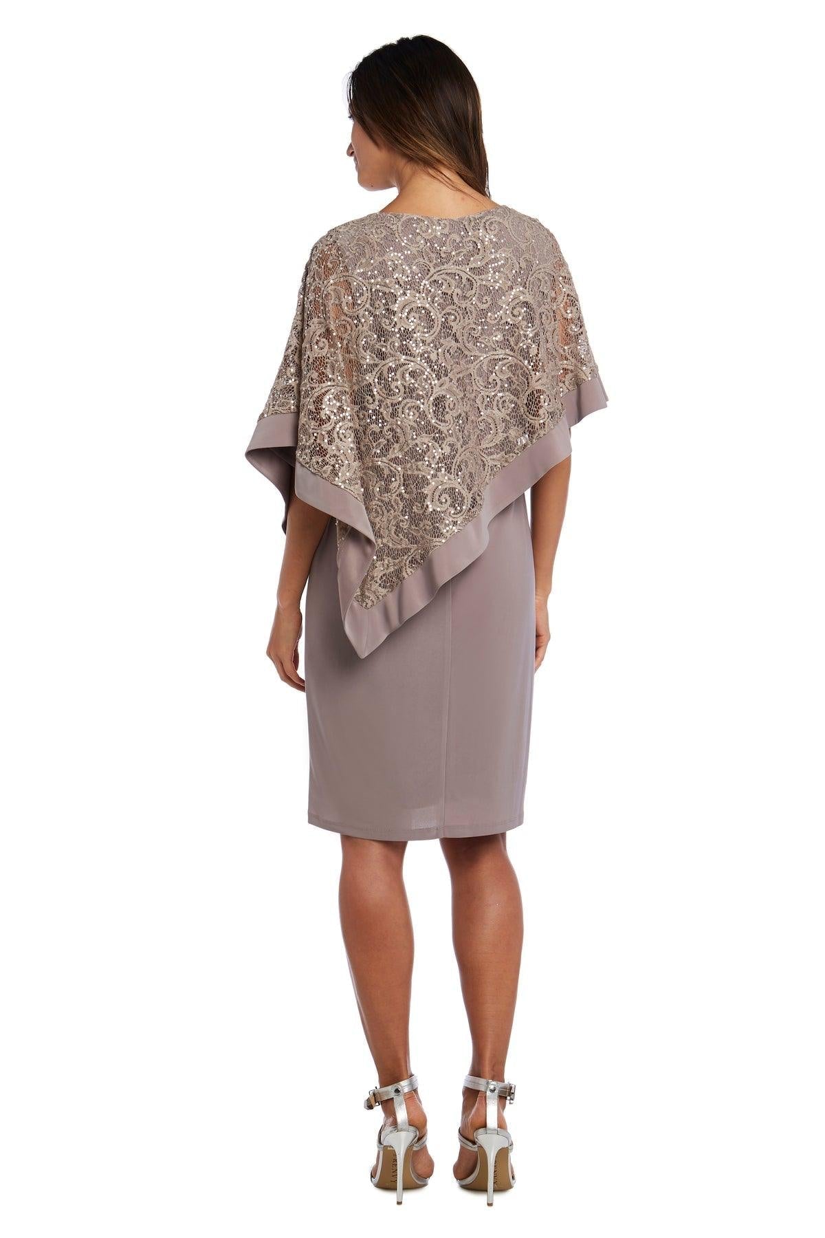 R&M Richards Short Metallic Lace Petite Dress 2292P - The Dress Outlet