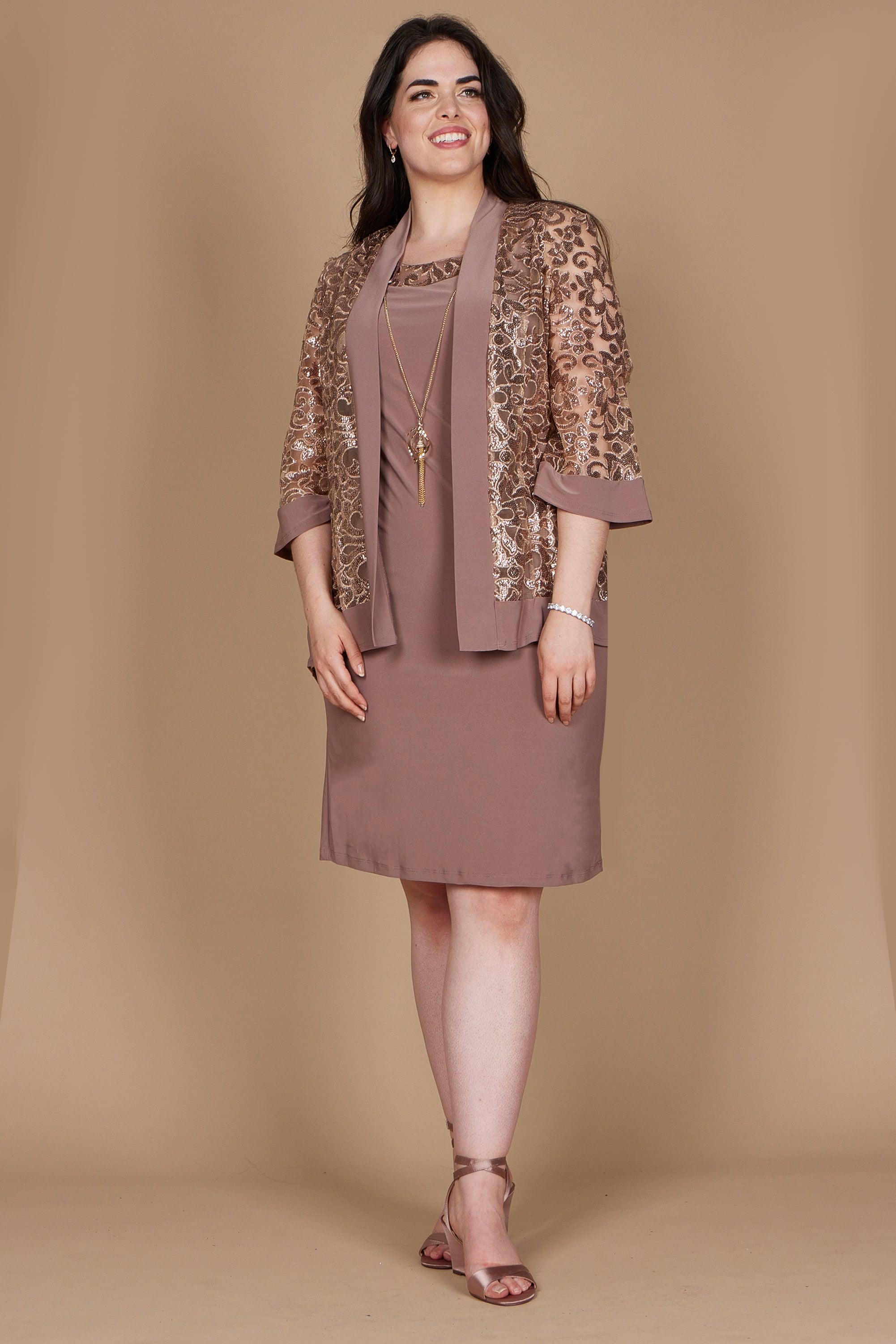 R&M Richards Short Mother of the Bride Dress Rose Gold