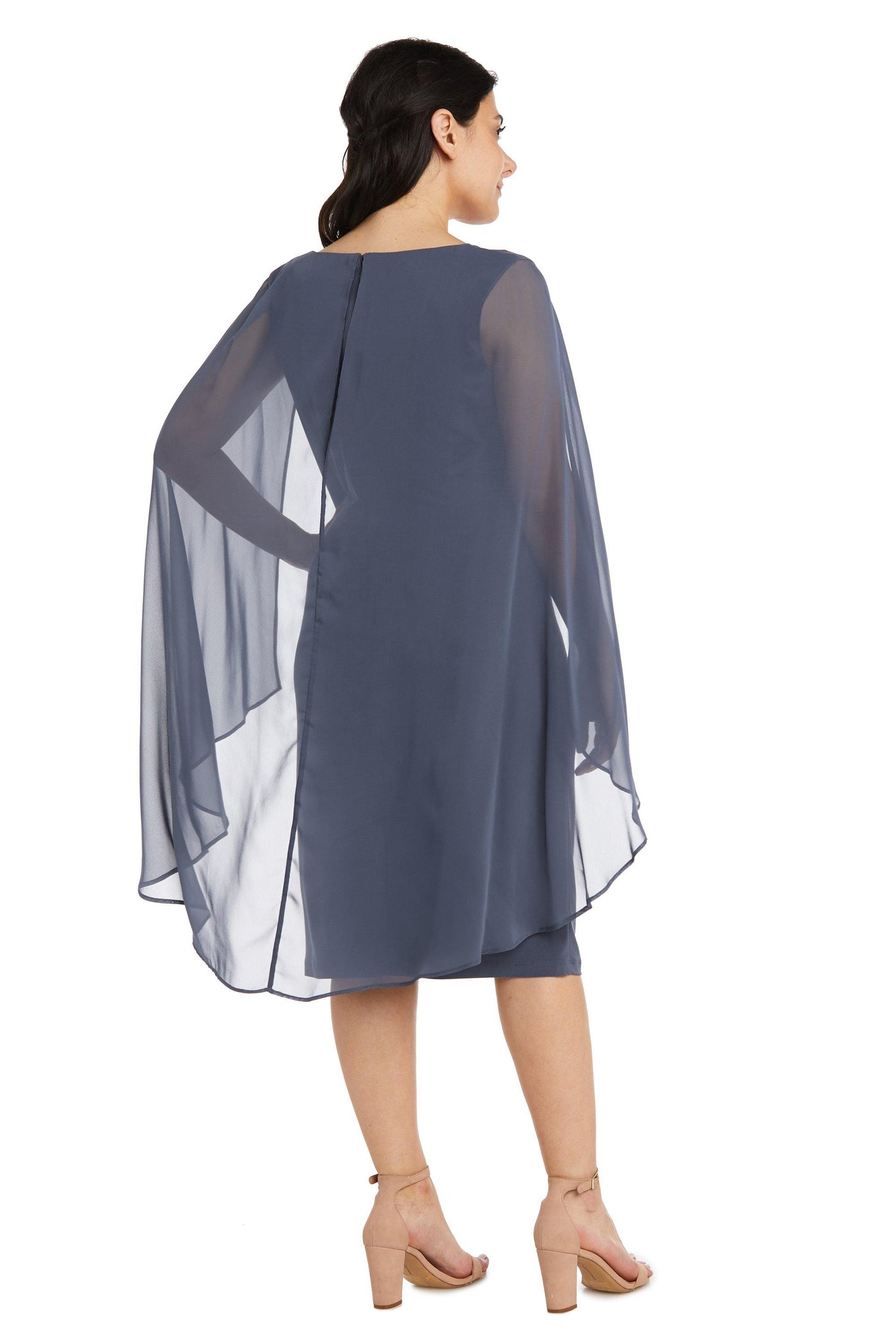 R&M Richards Short Petite Chiffon Cape Dress 5806P - The Dress Outlet