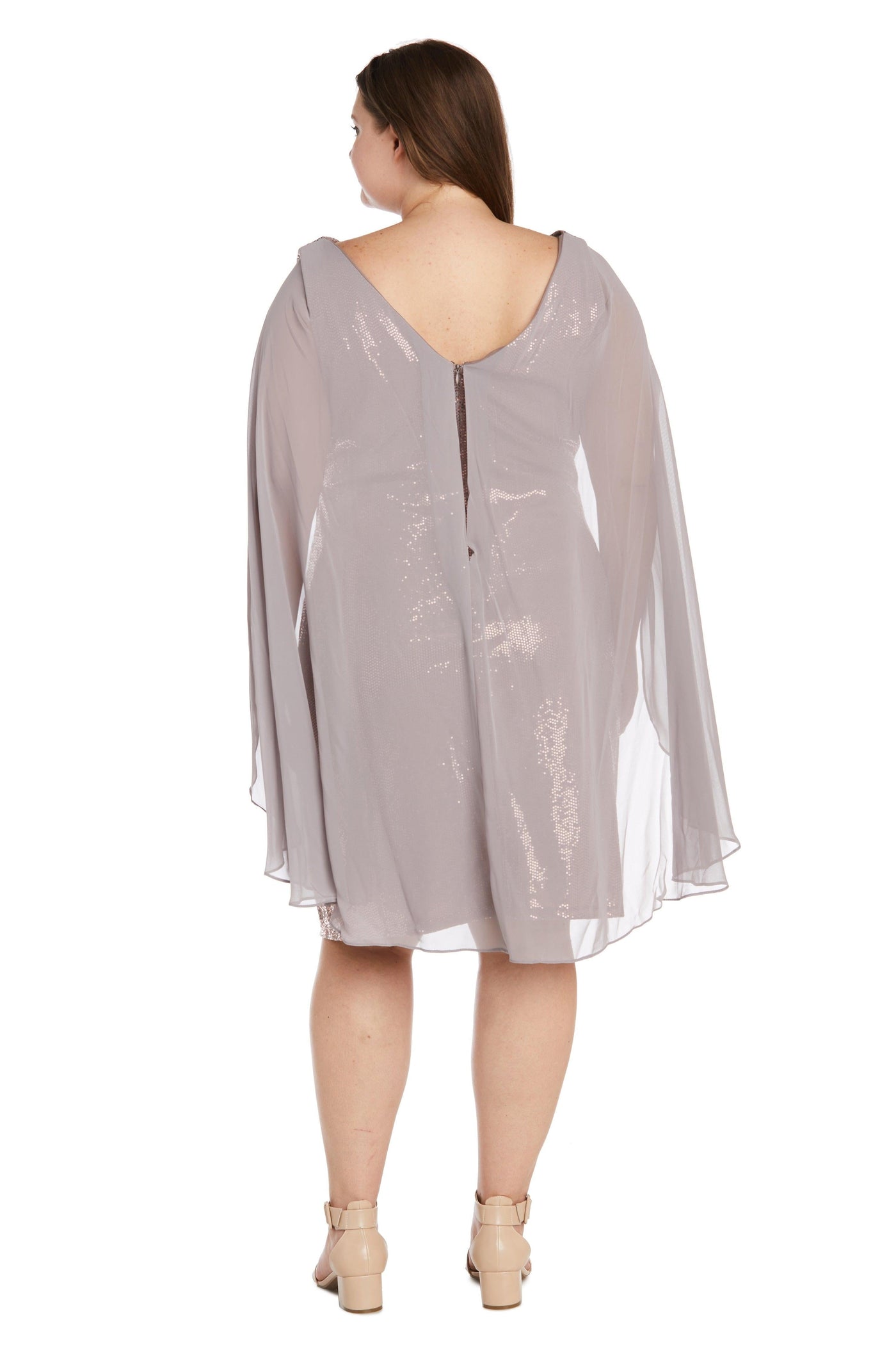 R&M Richards Short Plus Size Capelet Dress 7670W - The Dress Outlet