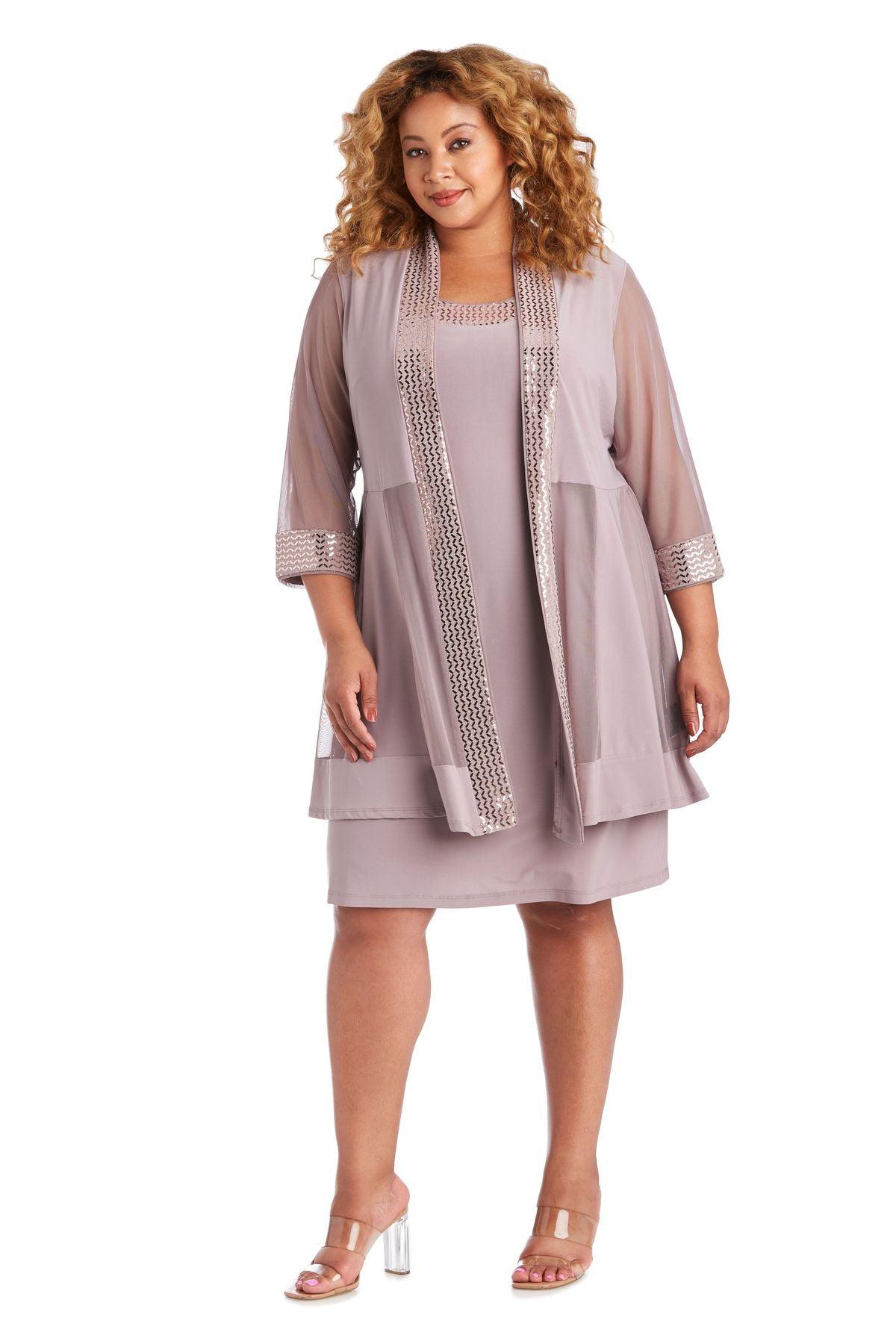 Champagne R&M Richards 5327W Short Plus Size Jacket Dress