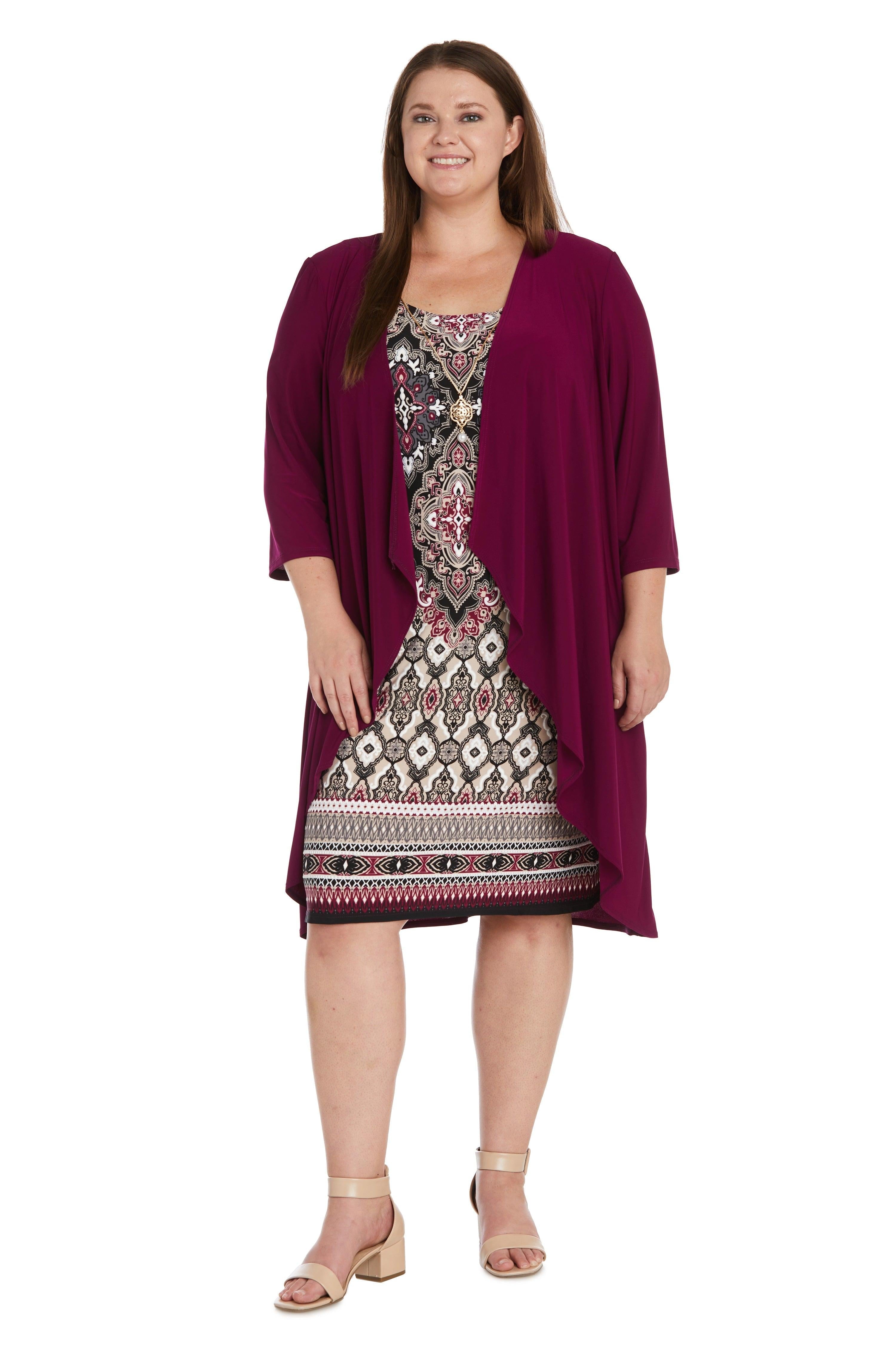 Wine/Taupe R&M Richards 9667W Short Plus Size Jacket Dress for $74.99 ...