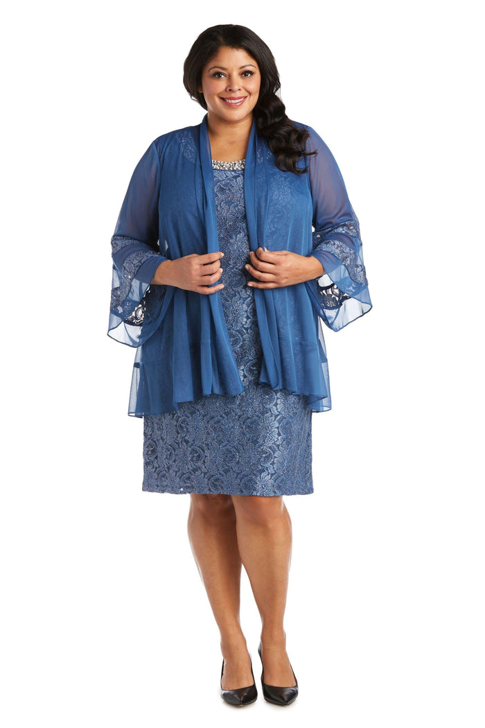 R&M Richards Short Plus Size Mother of the Bride Dress 2421W - The Dress Outlet