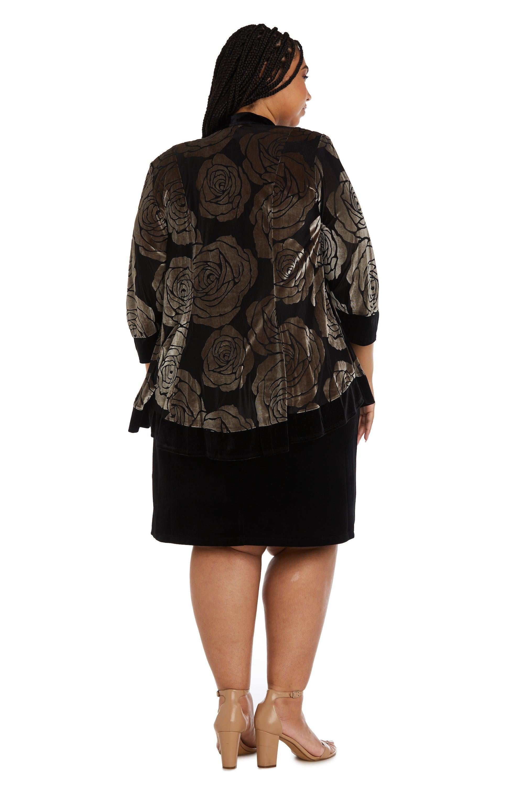 R&M Richards Short Plus Size Velvet Dress 9027W - The Dress Outlet