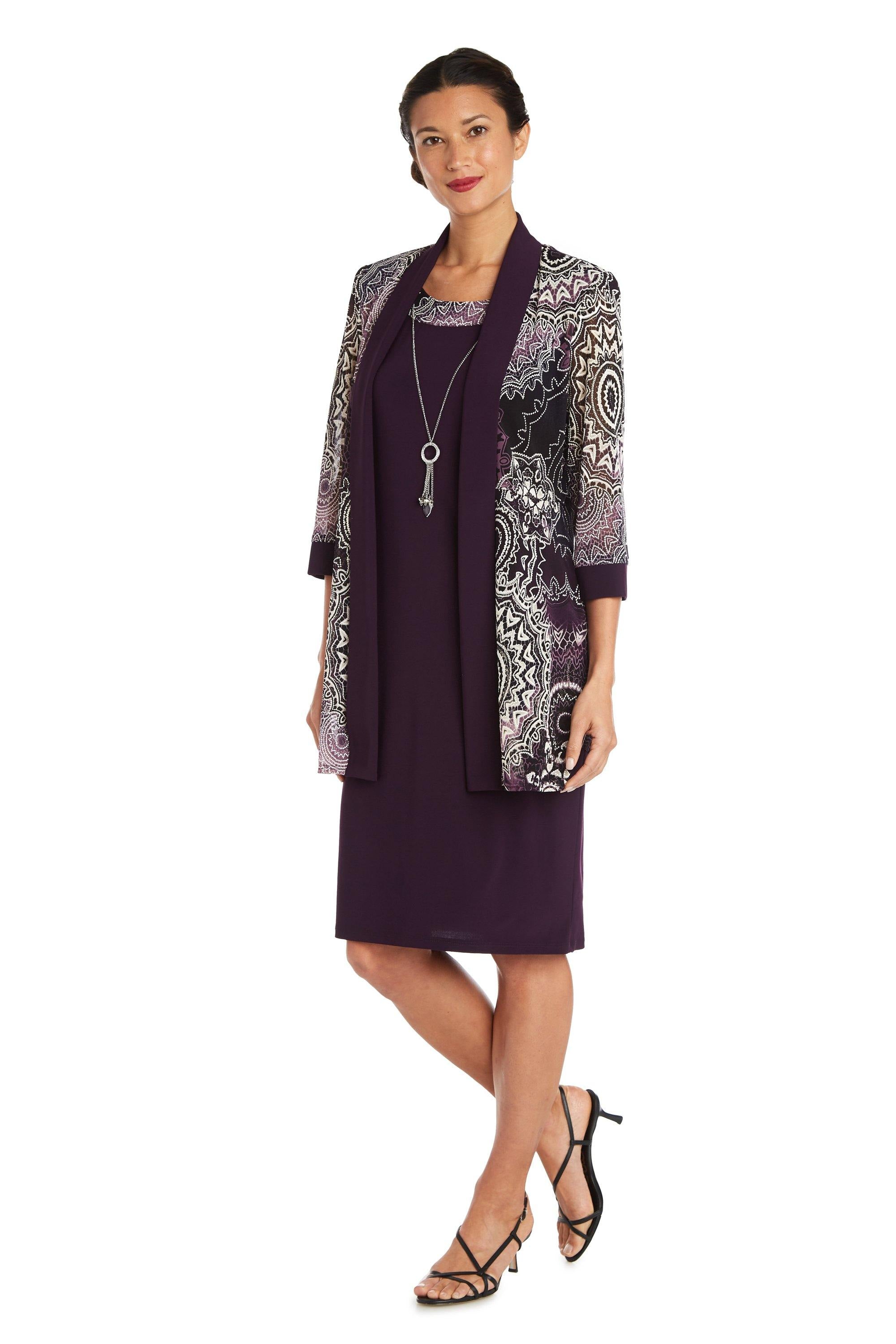 Eggplant R&M Richards 7883 Short Print Jacket Cocktail Dress for $73.99 ...