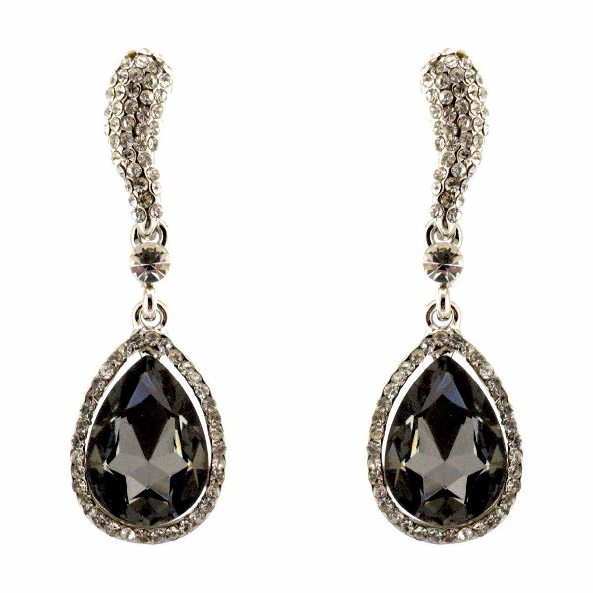 Rhinestone Encrust Diamond Open Teardrop Earrings - The Dress Outlet