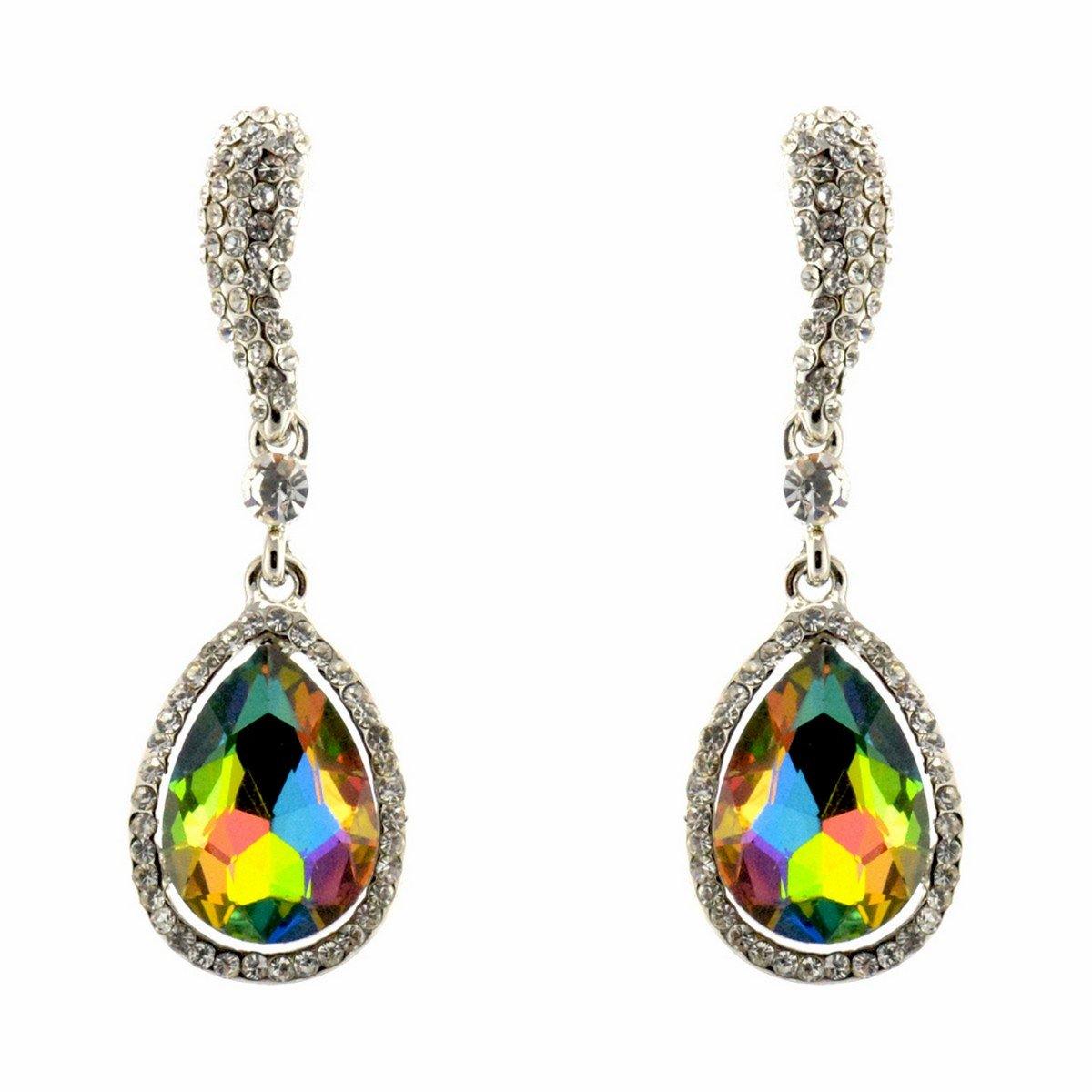 Rhinestone Encrust Diamond Open Teardrop Earrings - The Dress Outlet
