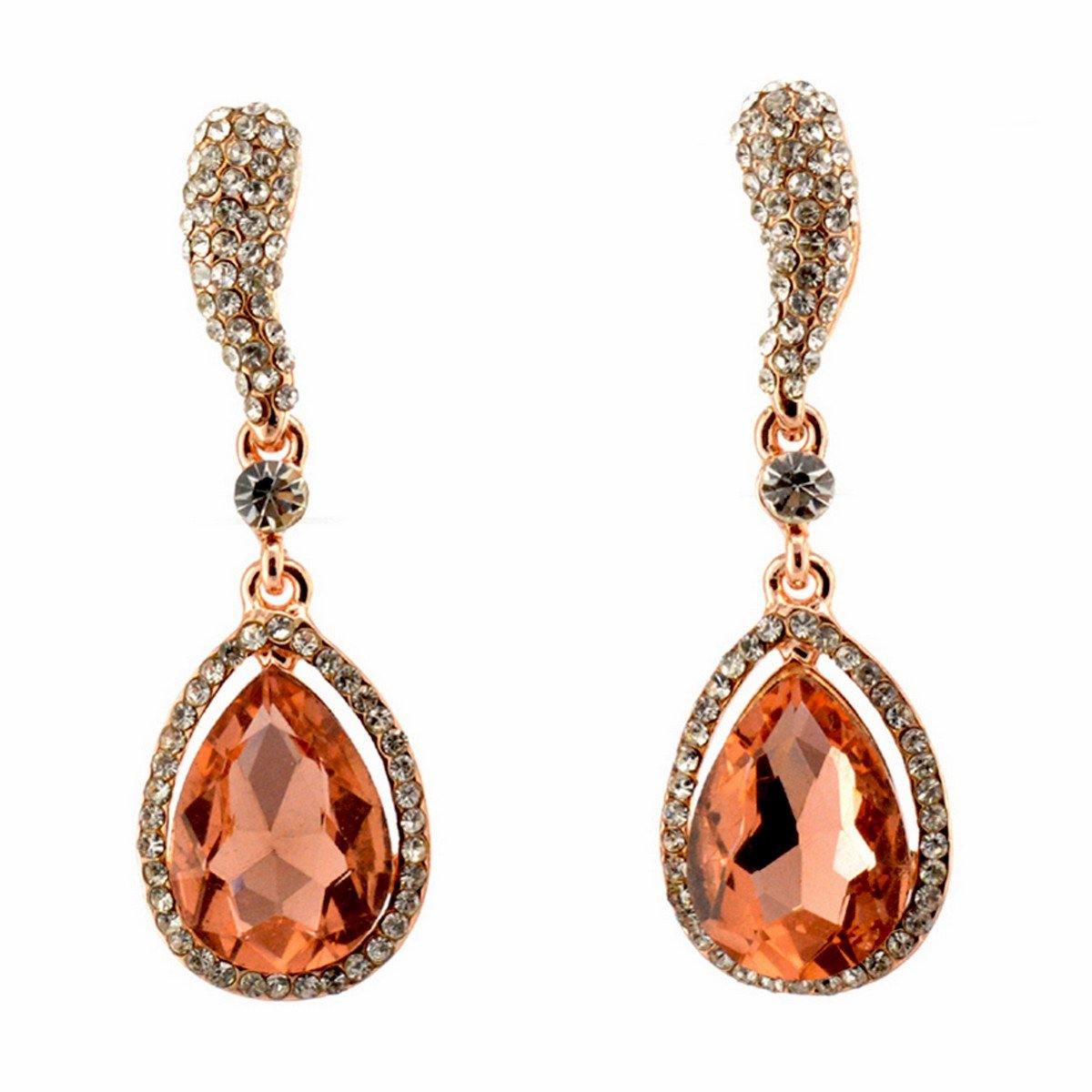 Rhinestone Encrust Diamond Open Teardrop Earrings - The Dress Outlet