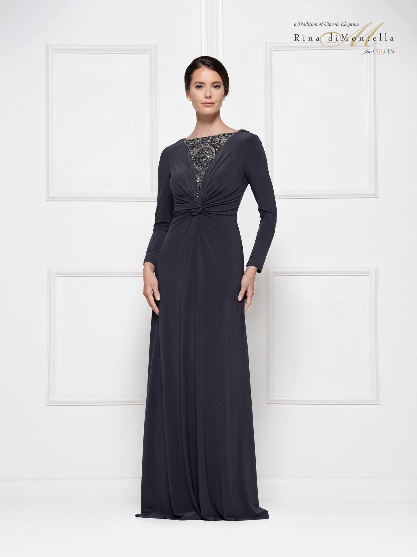 Rina di Montella Long MOther of the Bride Gown 1738 - The Dress Outlet