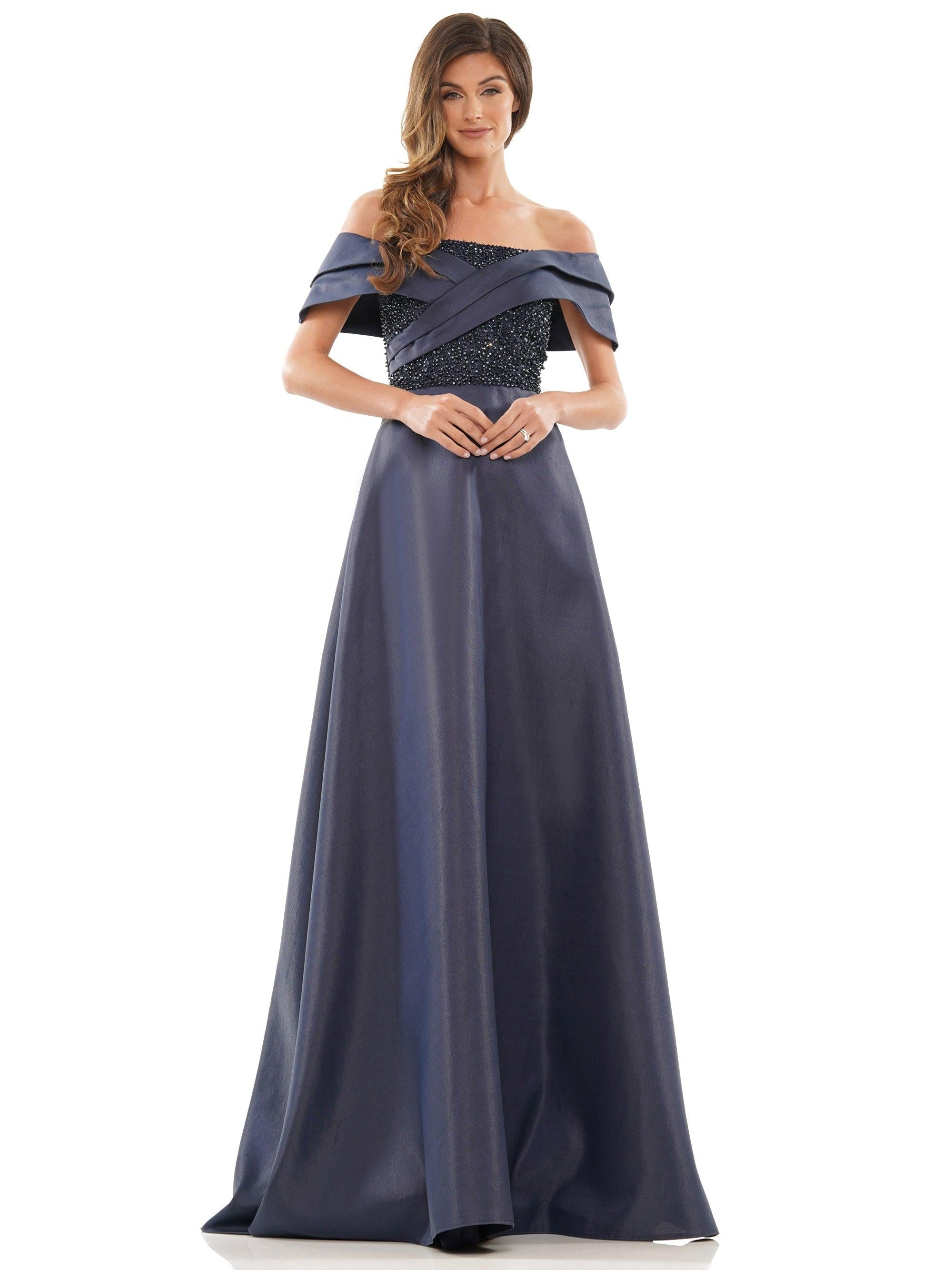 Rina di Montella Long Off Shoulder Formal Dress 2812 - The Dress Outlet