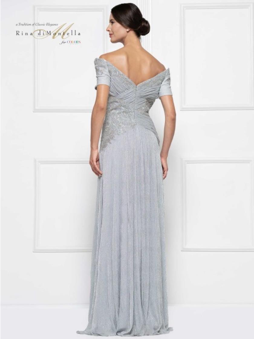 Rina di Montella Off Shoulder Long Dress 2674 - The Dress Outlet