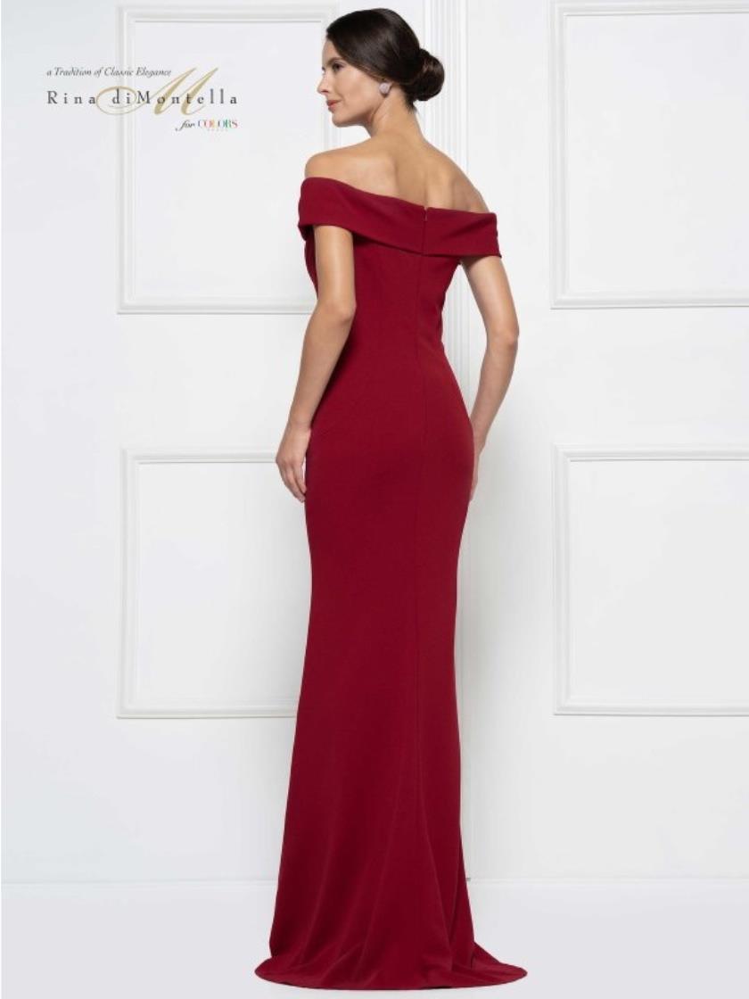 Rina di Montella Off Shoulder Long Dress 2690 - The Dress Outlet