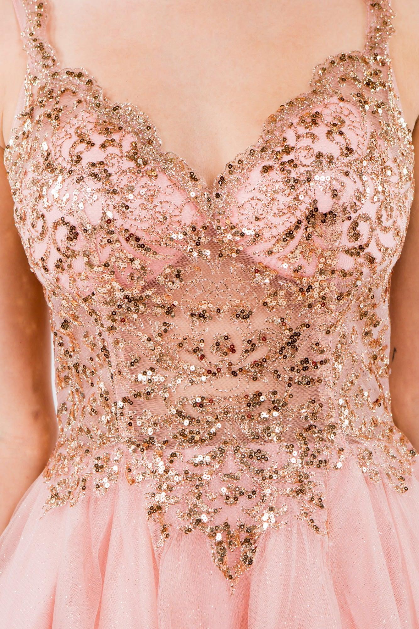 Sheer Bodice Short Homecoming Dress - The Dress Outlet