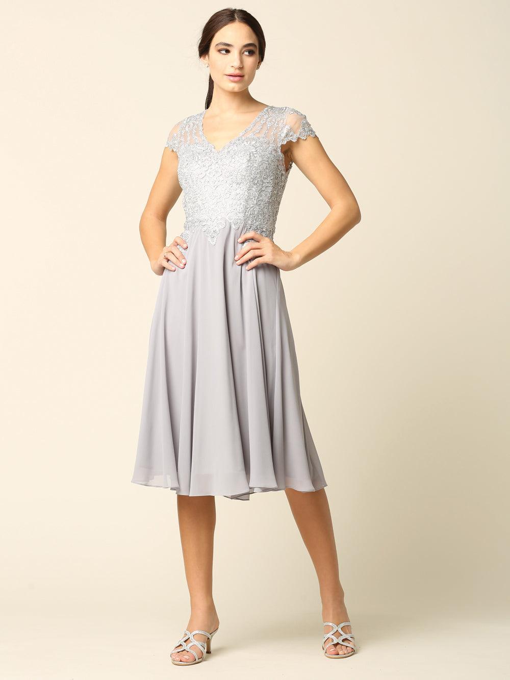Short Dress Modest Formal Cap Sleeve Sale - The Dress Outlet